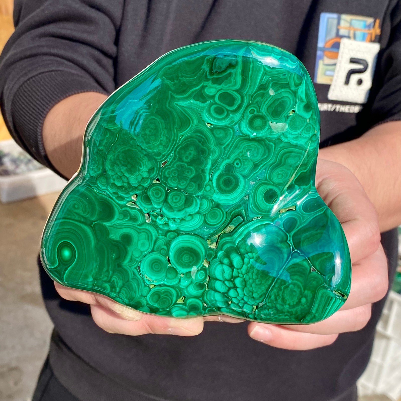 2.07LB Large Natural glossy malachite transparent cluster rough mineral sample