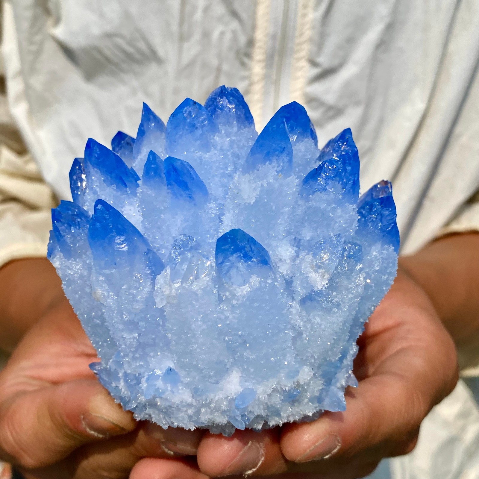 454G Newly discovered blue crystal cluster flower shaped mineral specimen