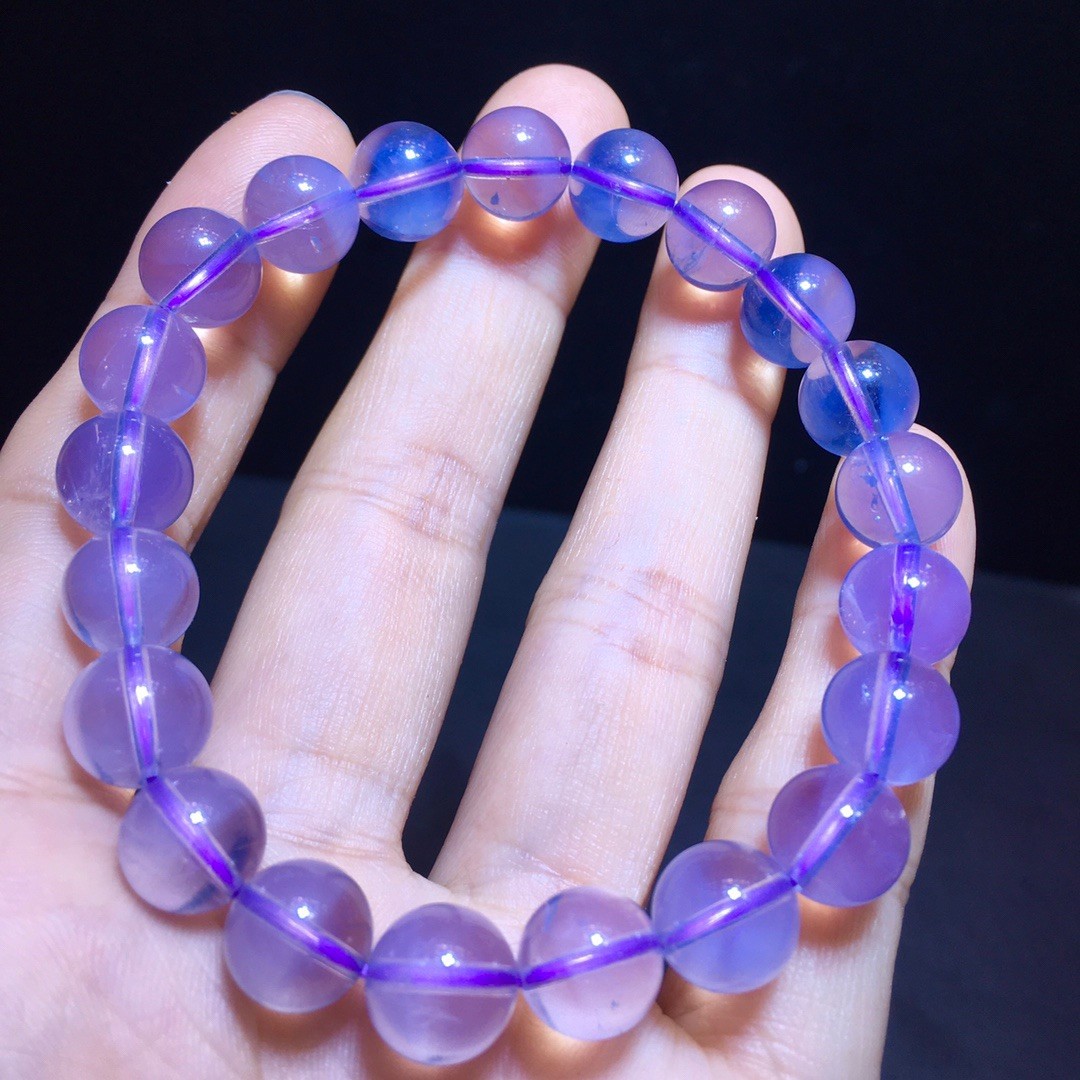 Natural amethyst, lilac and purple cream through-body bracelet