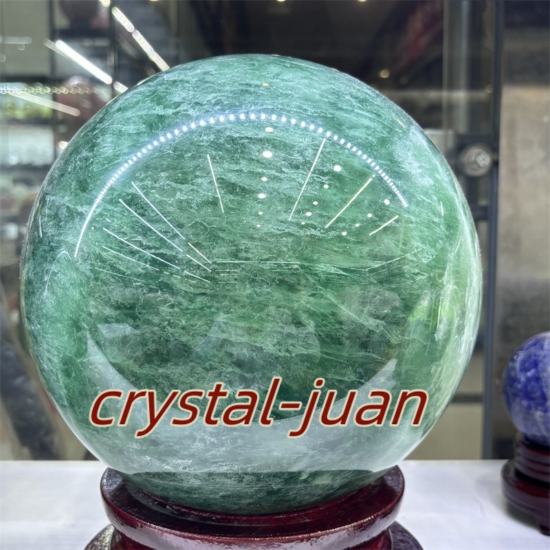 45.1LB Top Natural green fluorite Quartz Sphere Crystal Ball Healing 220mm+stand