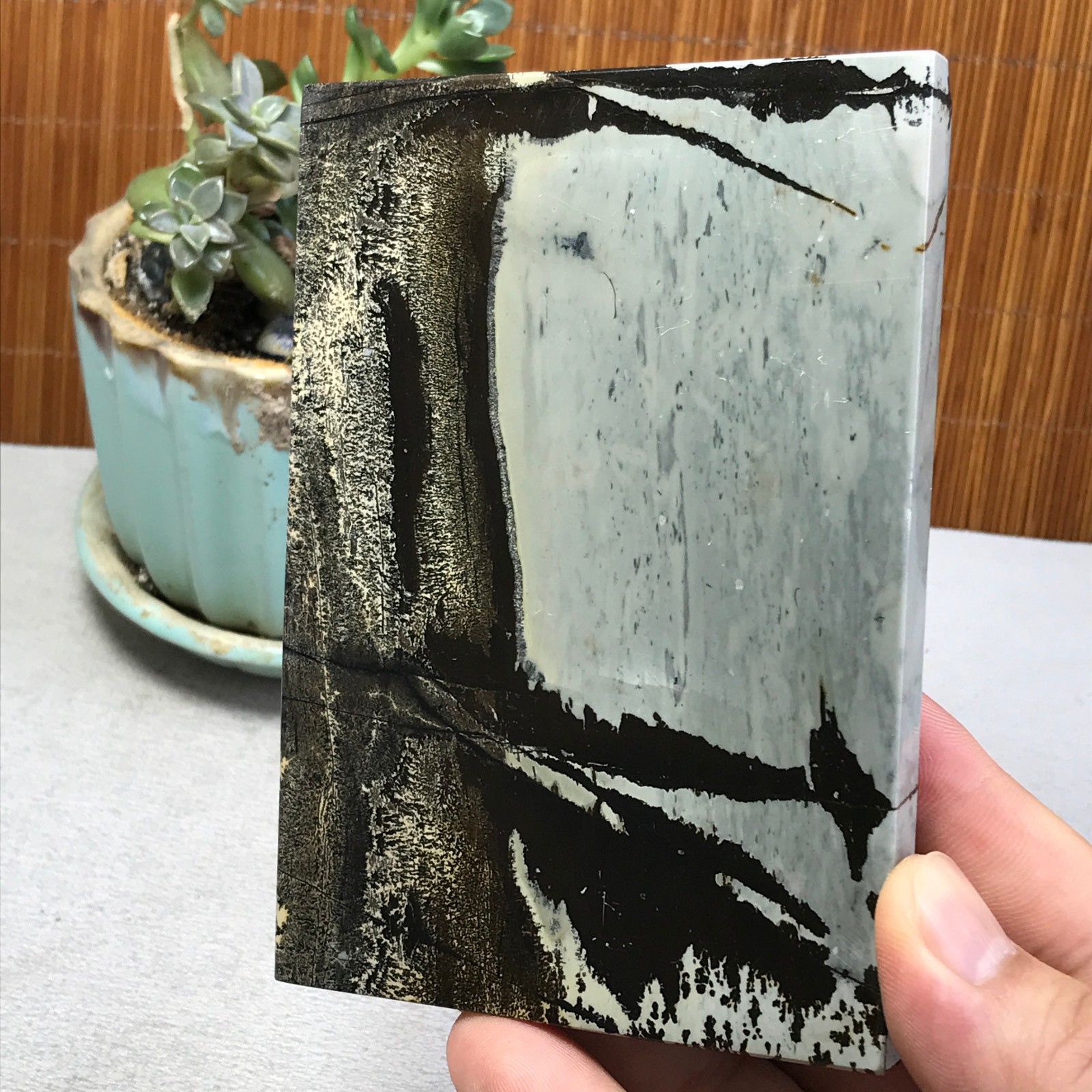240g Natural Chinese painting stone crystal ornaments for home decoration A6411