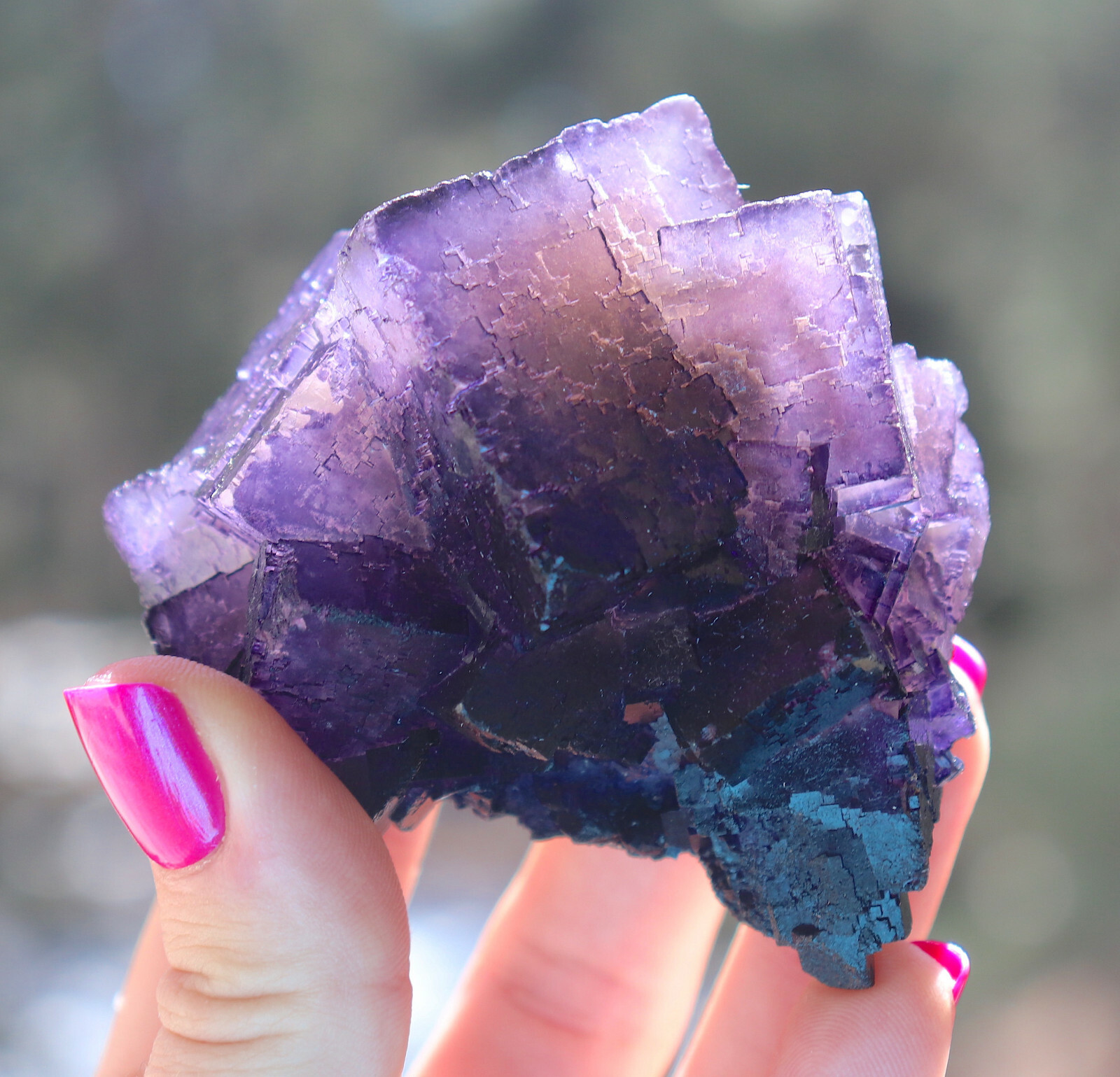 Purple Fluorite Super Brilliance Staircase Formation Mexico 7.0 Cms LQQK