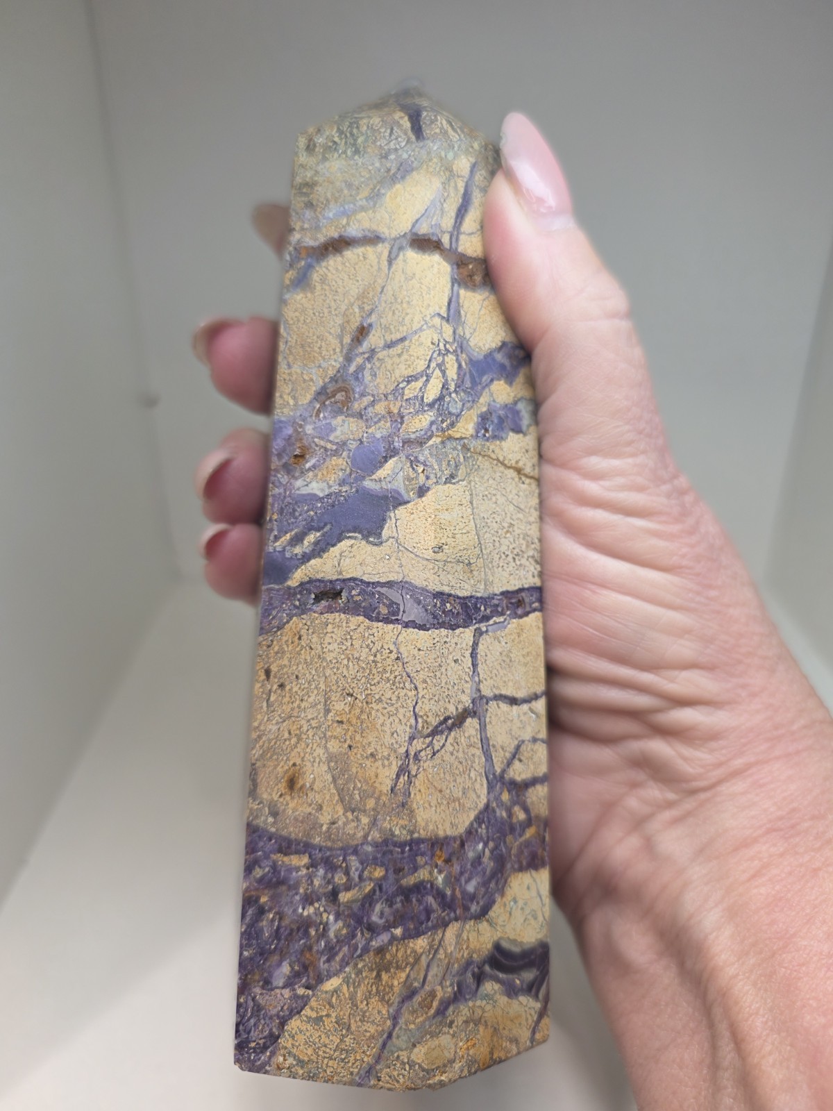 Root Fluorite Tower 2 lb Purple Gold Brecciated Crystal Point Statement Piece