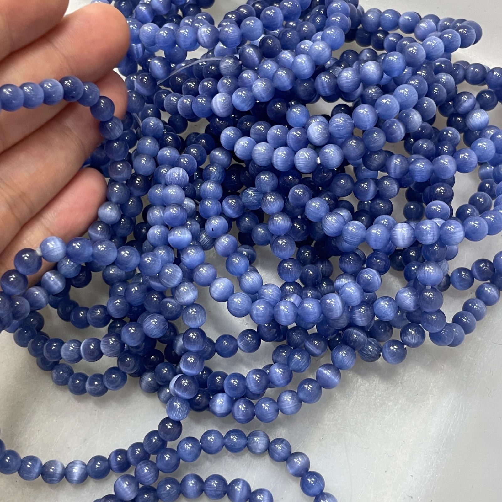 10pcs Glass Cat Eye Beads Round Beads 6mm Bracelet decor 7.5″