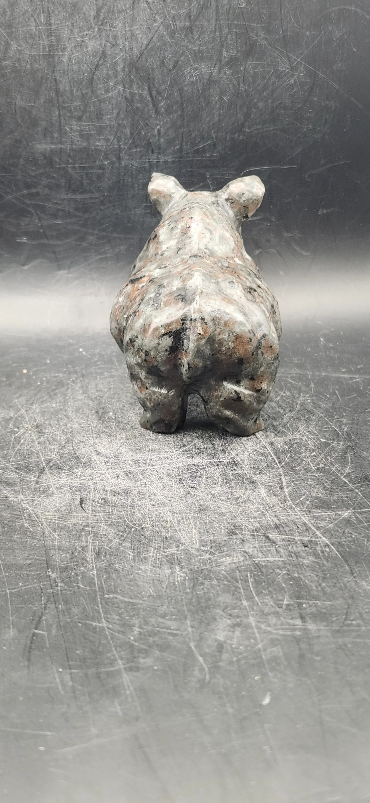 Flame stone “yooperlite” rhino! 8.5 ounces, 4 inches long, 2 tall