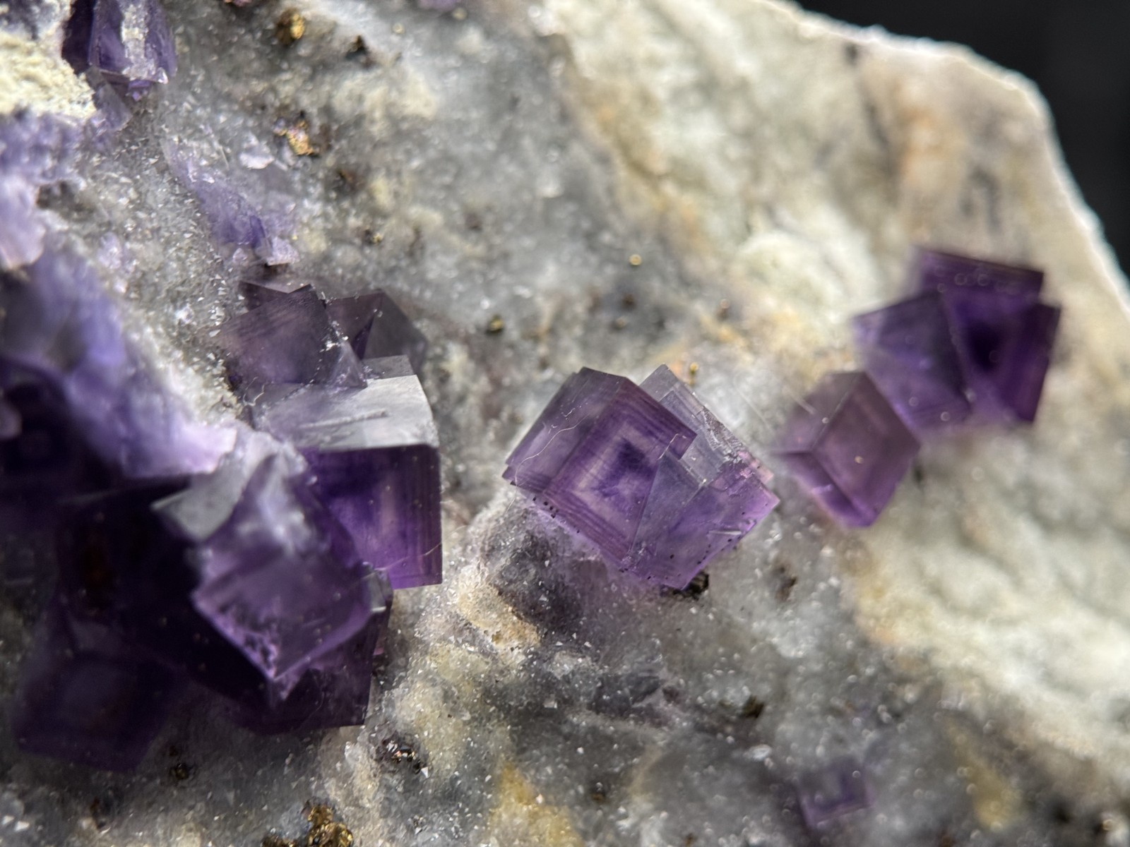 Simply Incredible!! INSANE zoned cubic purple fluorite-FLUORESCENT! Anhui, China