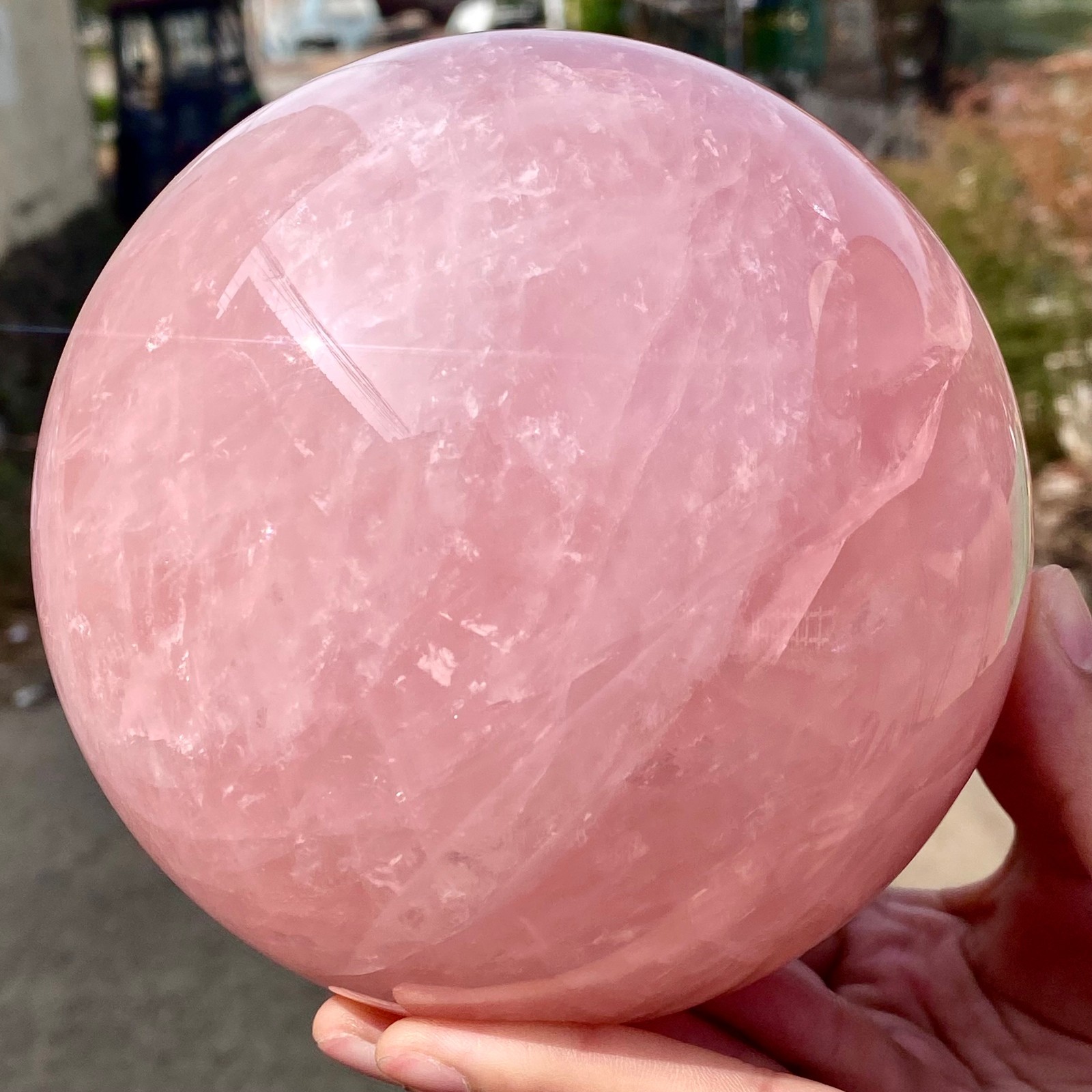 6.68LB Natural Crystal Pink Rose Chakra Quartz Sphere healing ball Specimen