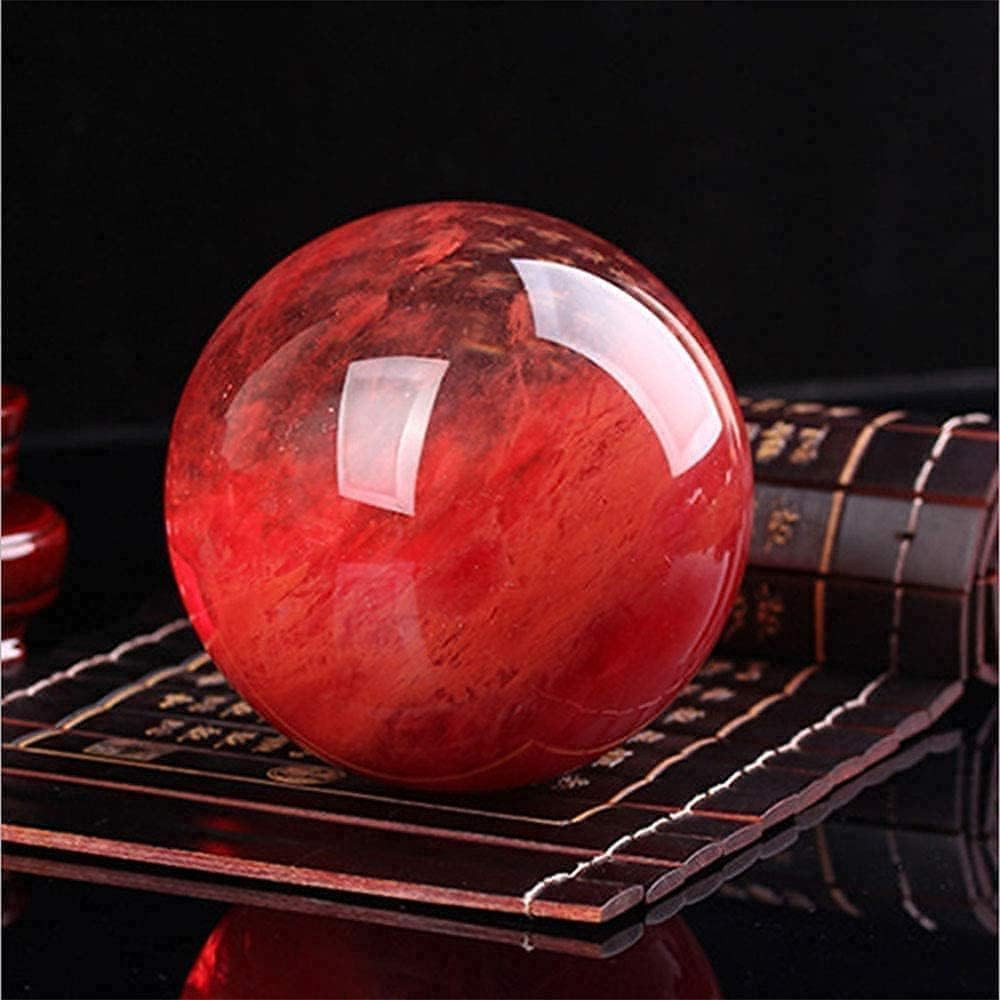 Red Obsidian Ball with Stand 4 Inch Natural Red Crystal Ruby Ball Melting Quartz