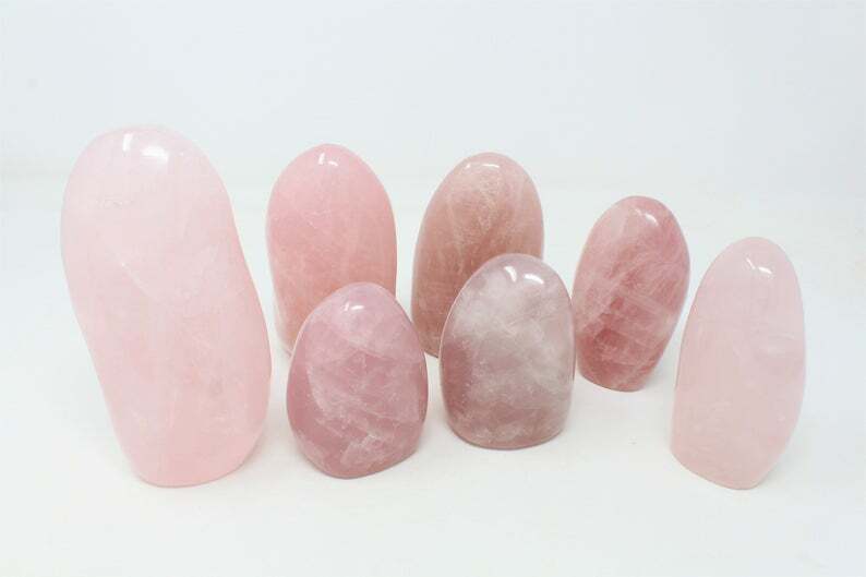 Rose Quartz Polished Freeform, Large Free Standing Cut Base, Specimens