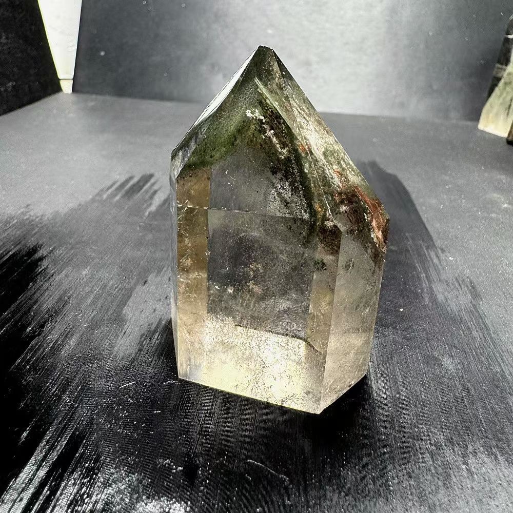 119g Natural Ghost Quartz Obelisk Crystal Energy Tower Point Reiki Decor