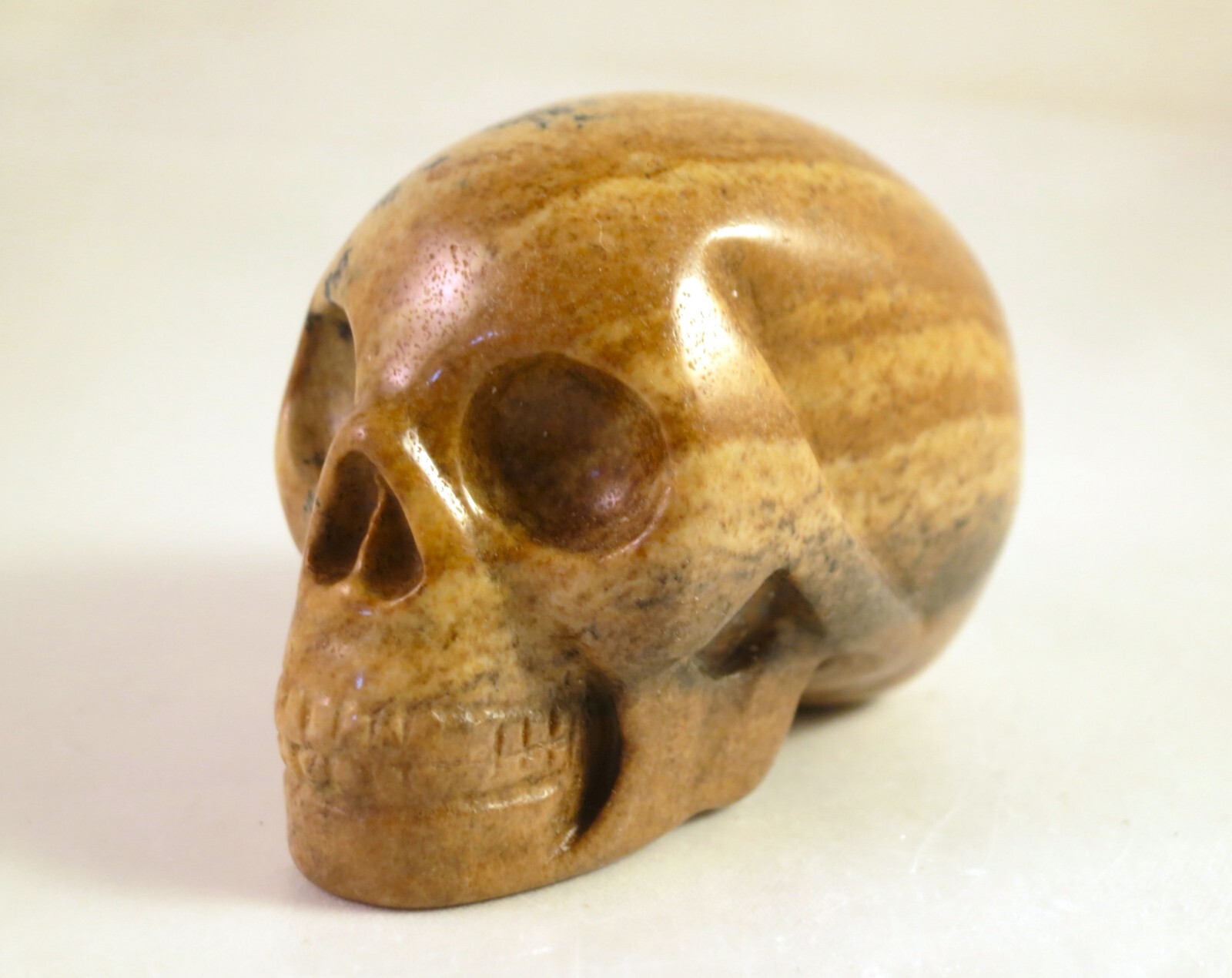 2″ PICTURE JASPER Carved and Polished SKULL