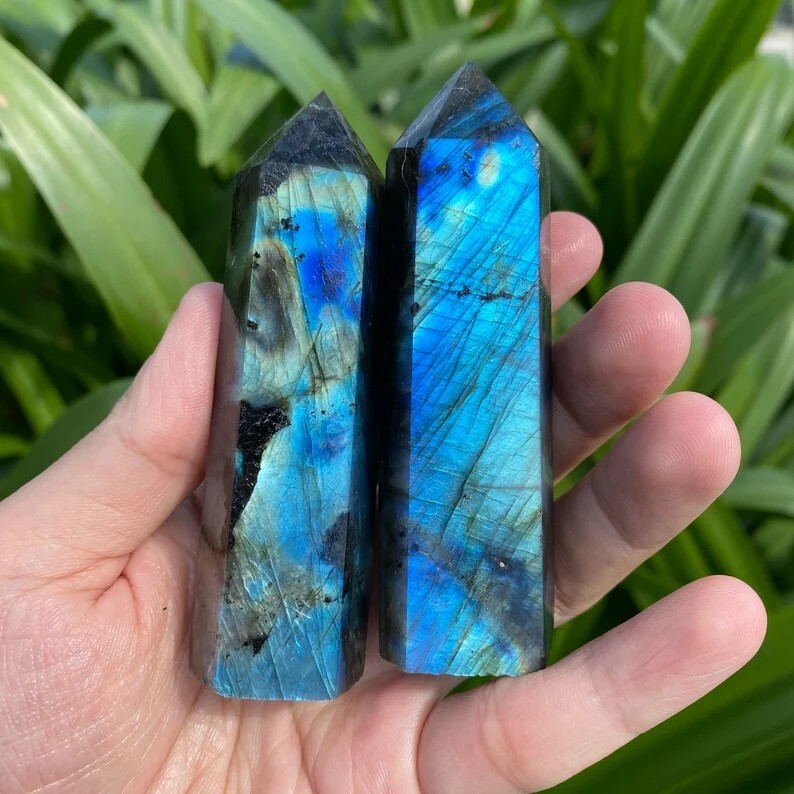 3.15″-3.54″ Natural Labradorite Crystal Tower Healing Crystal Obelisk Reiki Gift
