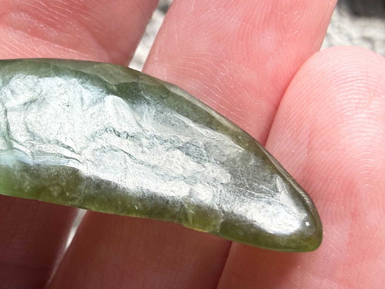 Polished Freeform African Jade Piece Specimen 4.6g Weight 1 5/8 Inch Max Length