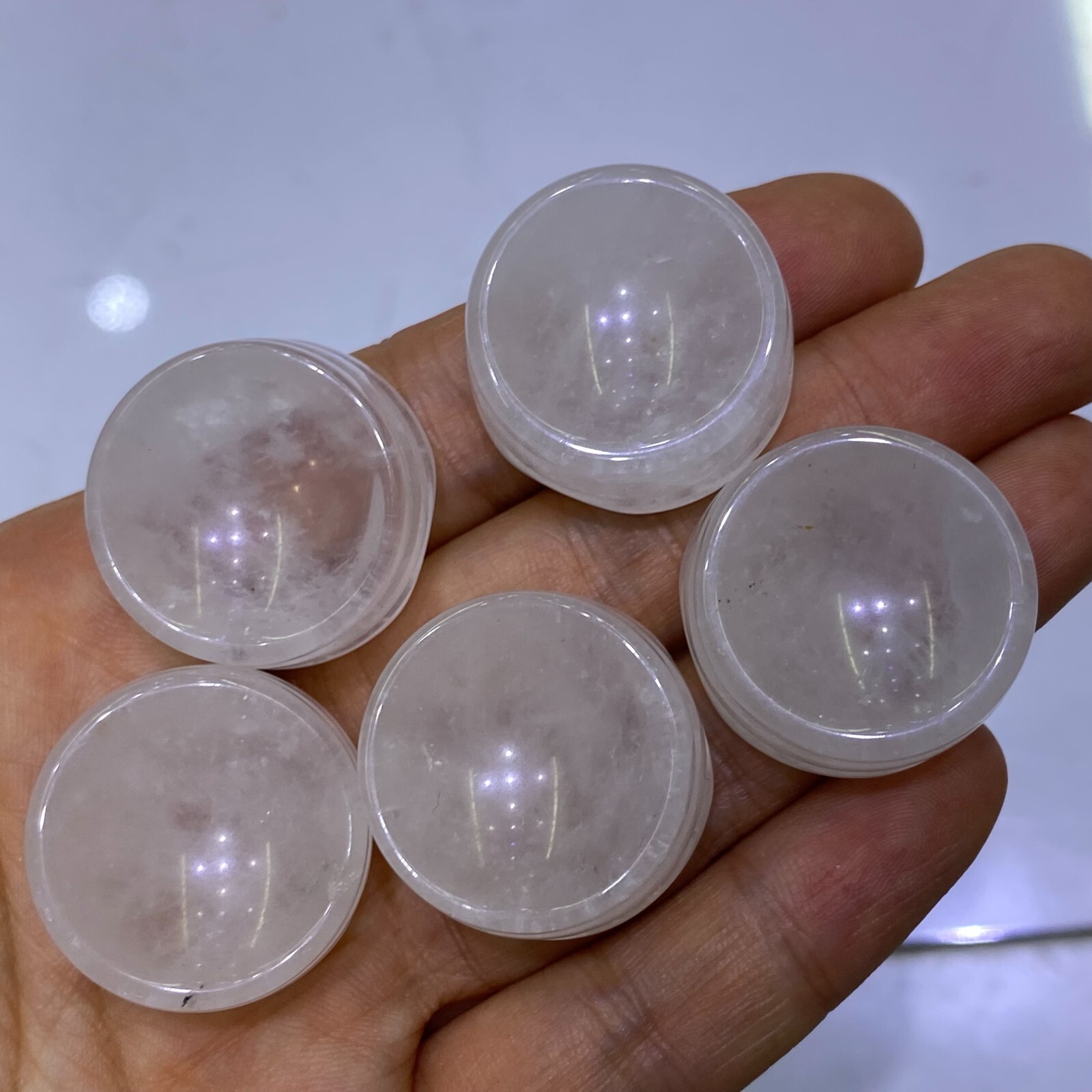 Natural clear quartz sphere stand pedestal crystal reiki healing 5PSC