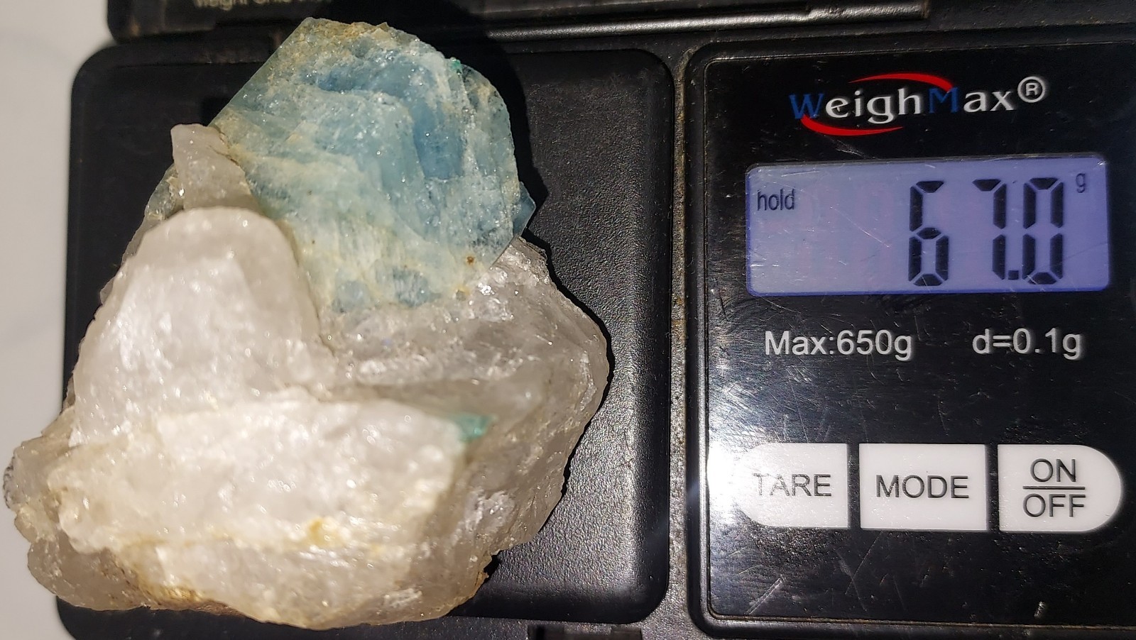 Aquamarine Beryl Crystal in Quartz Rare Minerals