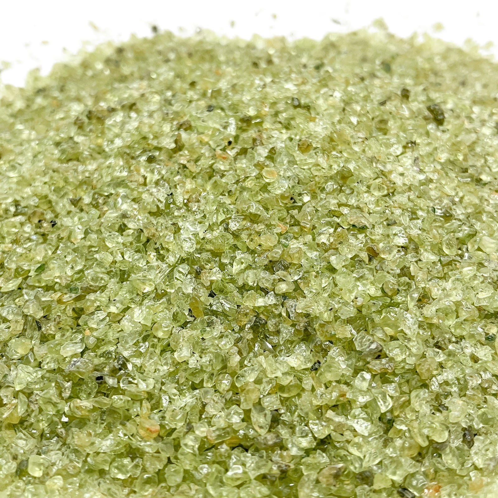 Crushed Green Peridotite (Olivine + Pyroxene) Sand, 0.25mm-2mm, for Resin Art