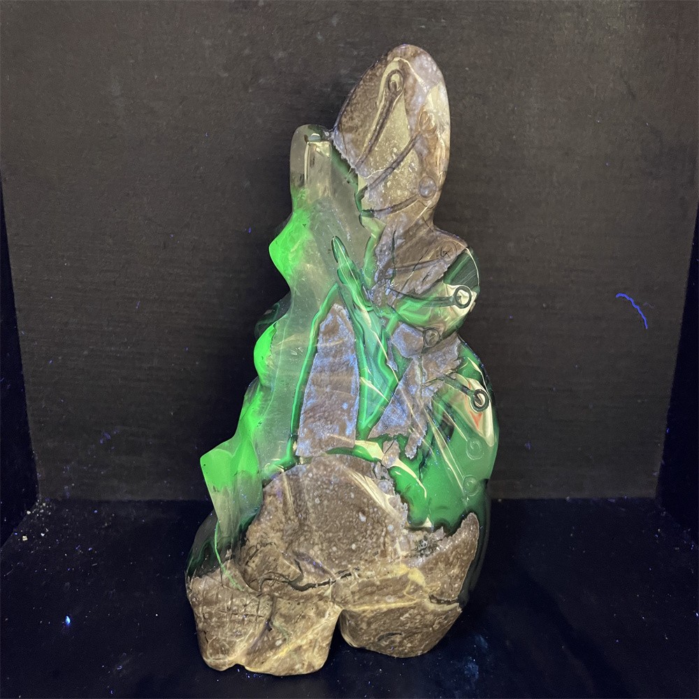 4.5LB 7.6”Natural UV Agate Fairy Carving Ornament Quartz Crystal Carving Gift