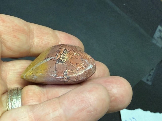 RARE & BEAUTIFUL: 1 5/8 ” MOOKAITE JASPER,MOROCCO.BOTH SIDES NICE!