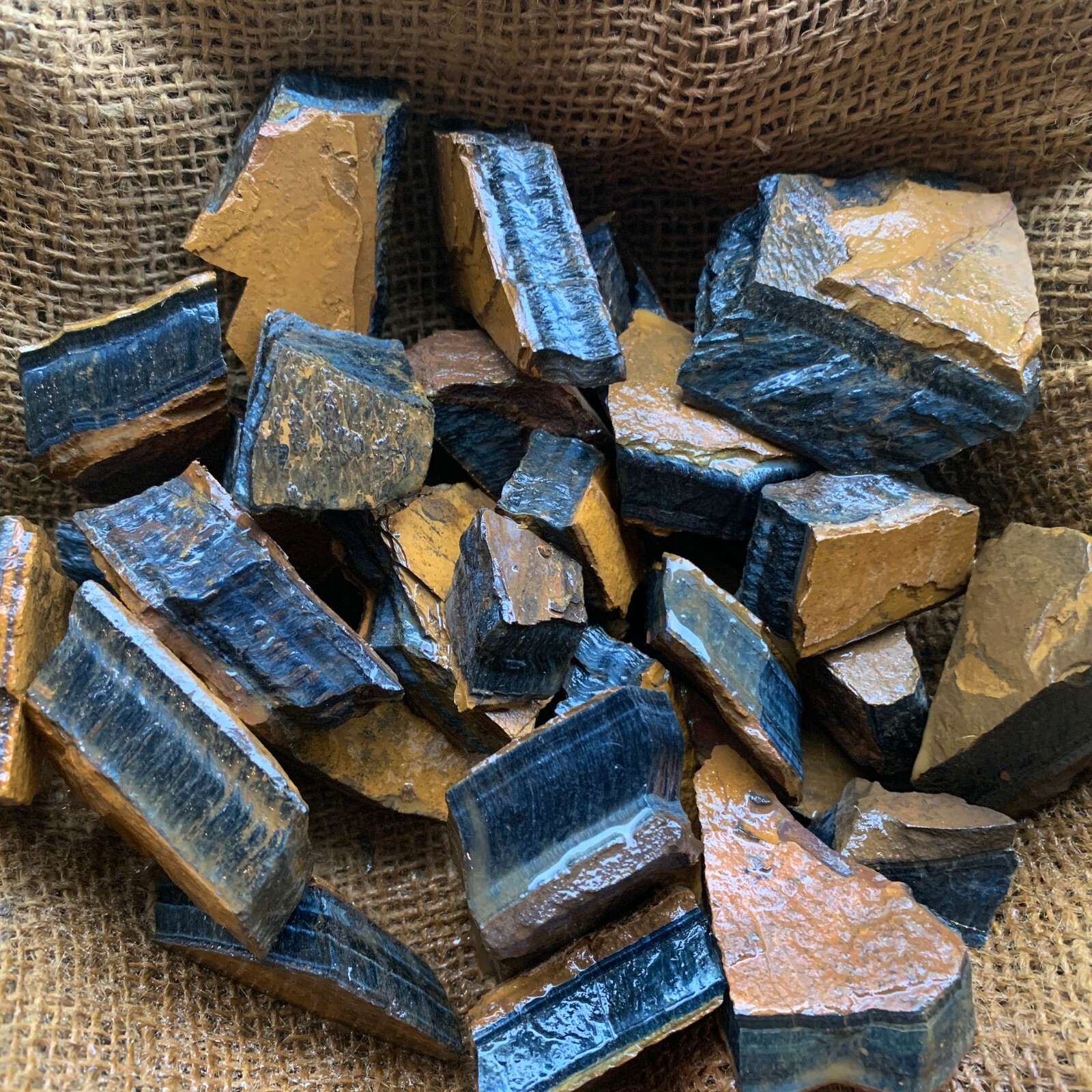 BLUE Tiger Eye Rough – 500 Carat Lots + a FREE Faceted Gemstone!