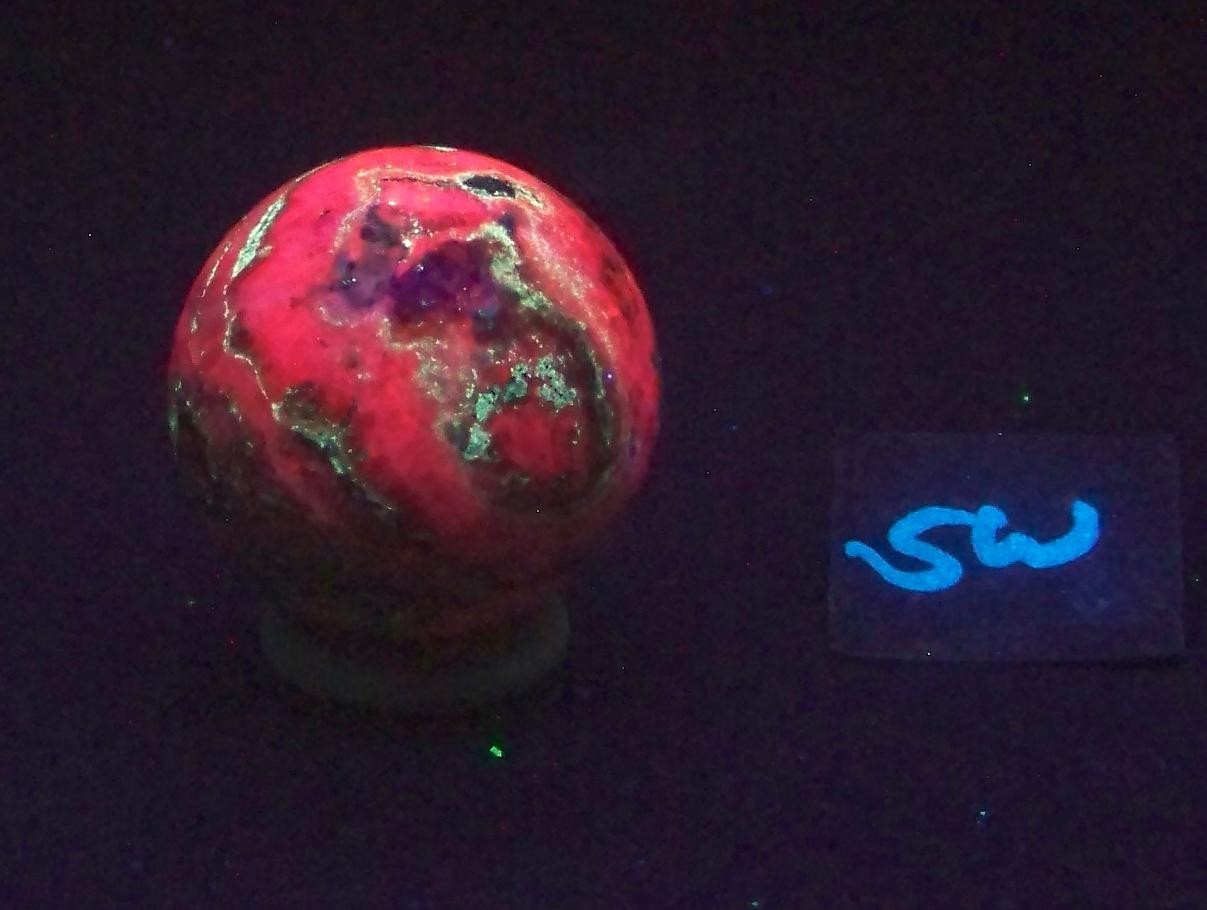 UV Willemite and Calcite 38mm AZ Sphere for Fluorescent Collection or Study 6506