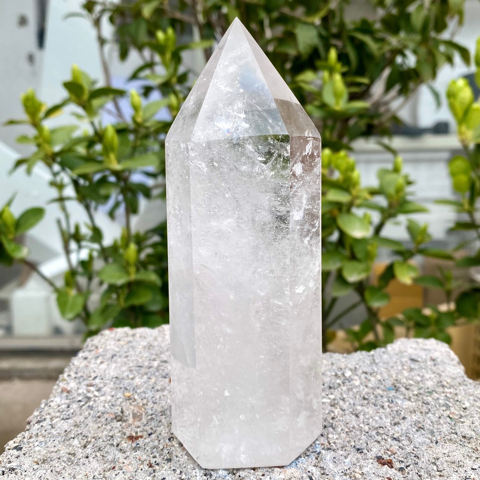 1.01LB Natural Clear White Crystal Obelisk Transparent Quartz Energy Column Reik