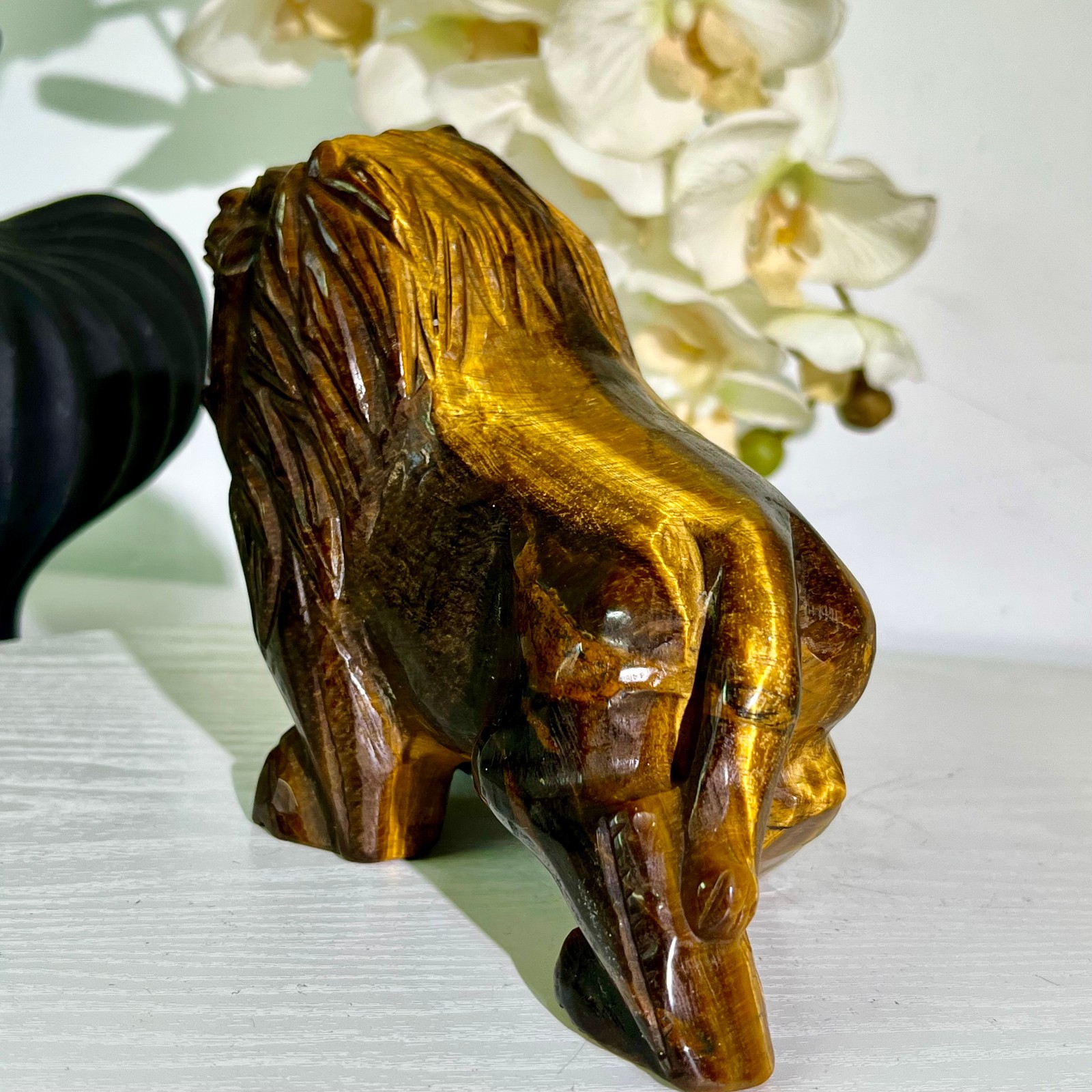 4.12LB Natural tiger eye stone products, handmade carved and polished spiritual