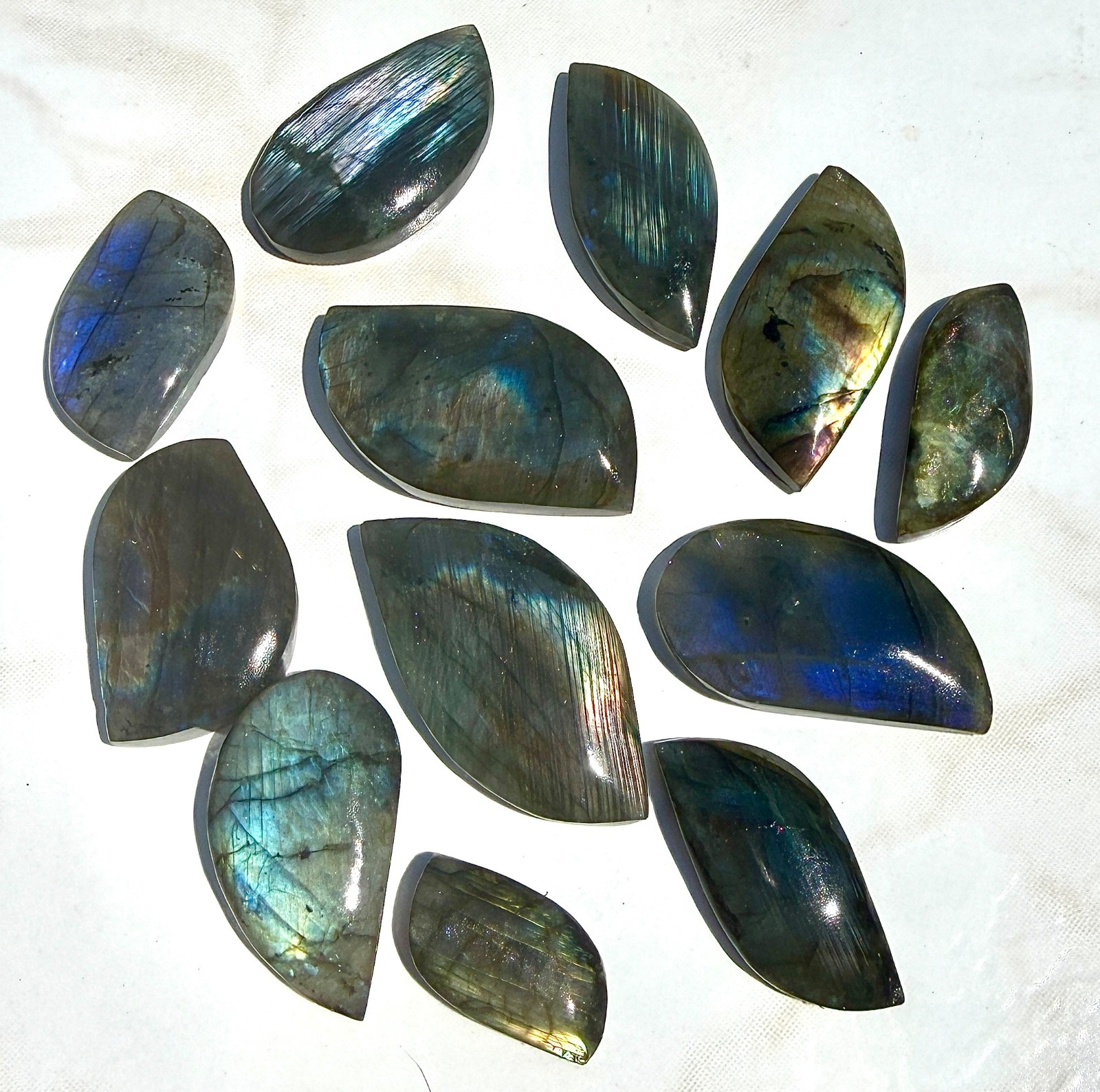Wholesale Lot 12 Pcs Natural Labradorite Cabochon Crystal Healing Energy