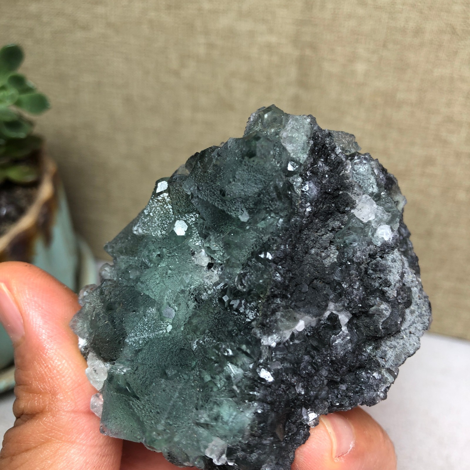 105g NATURAL Green Cubic FLUORITE Crystal Cluster Mineral Specimen A4731