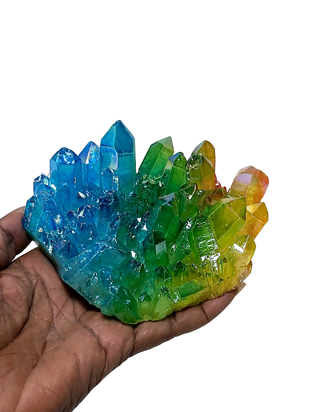 906g Rainbow Aura Quartz Cluster Crystals Angel Colorful Healing Gemstones