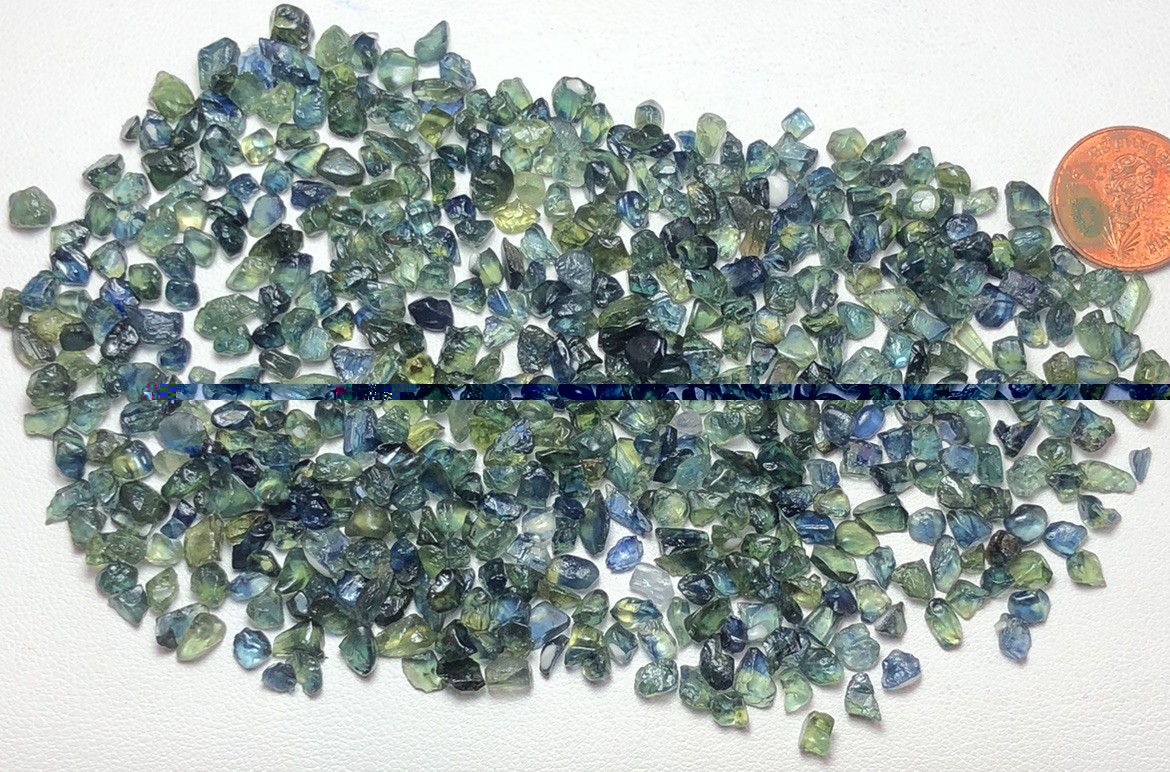 37 Gram/facet Rough Teal Bicolour Sapphires Ready For Mm Size Cutting Good Deal