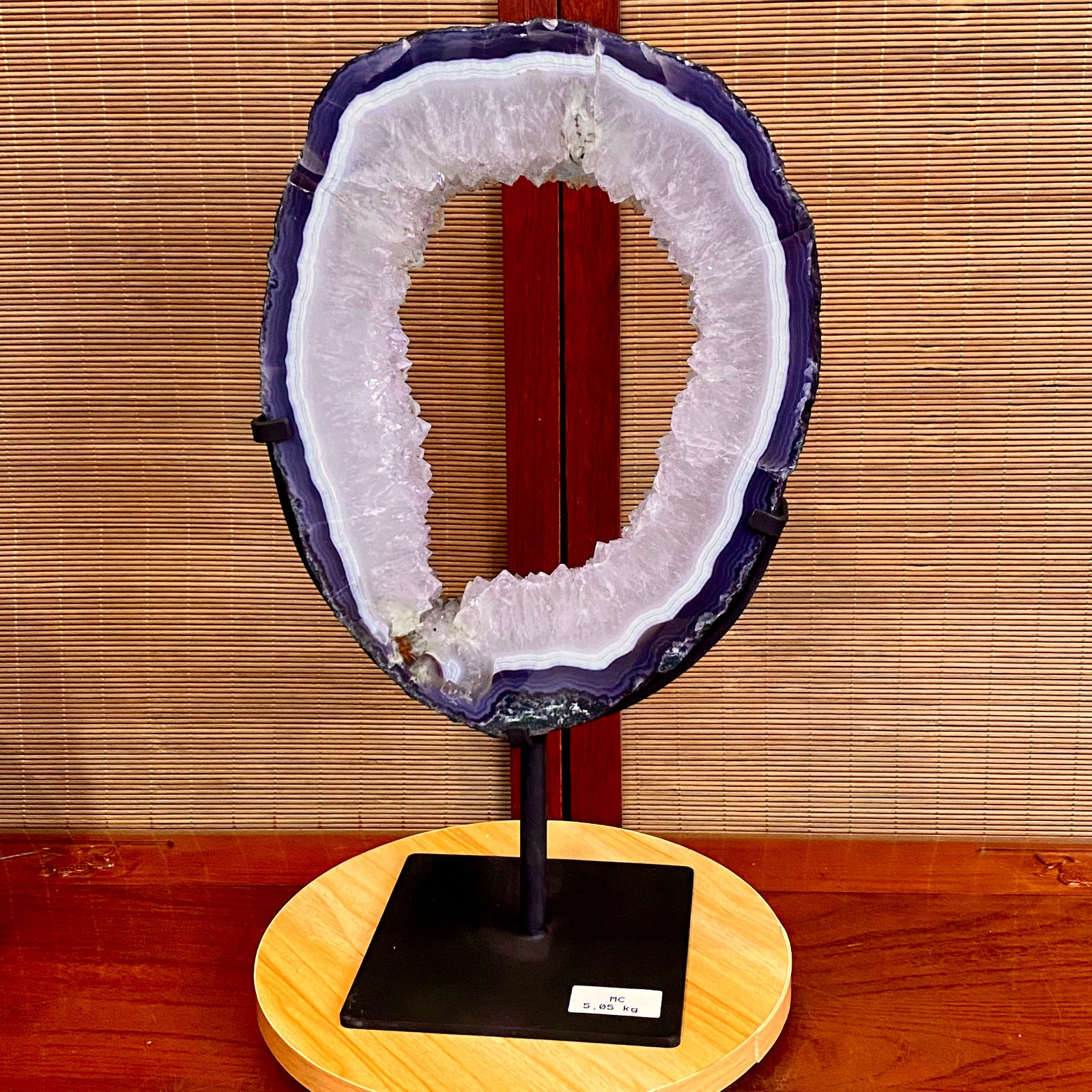 11.13LB Natural Amethyst Cave Crystal Slice Crescent shaped Hand Cut Repai