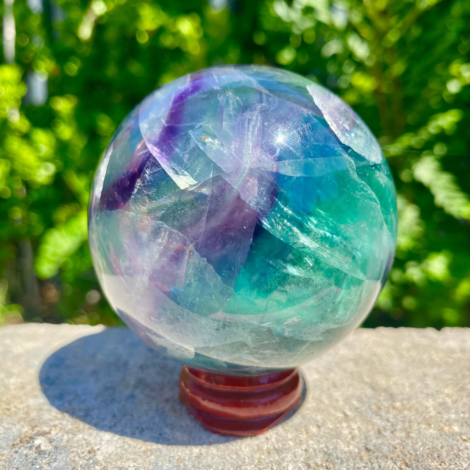 1.24LB natural Green fluorite ball quartz crystal Sphere Reiki energy healing