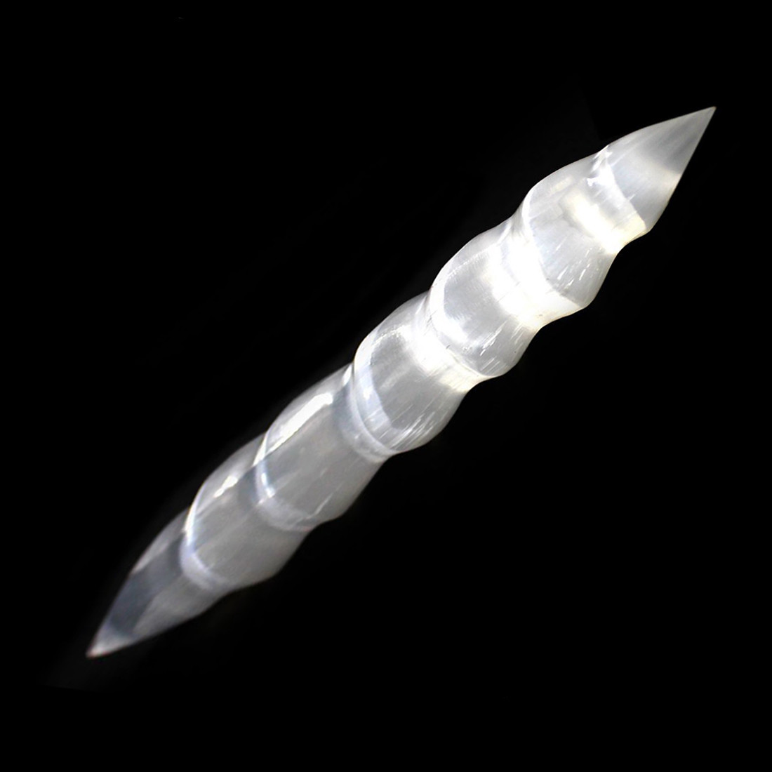 Double Point Selenite Crystal Massage Wand ” Polished Spiral Healing Wand Stick