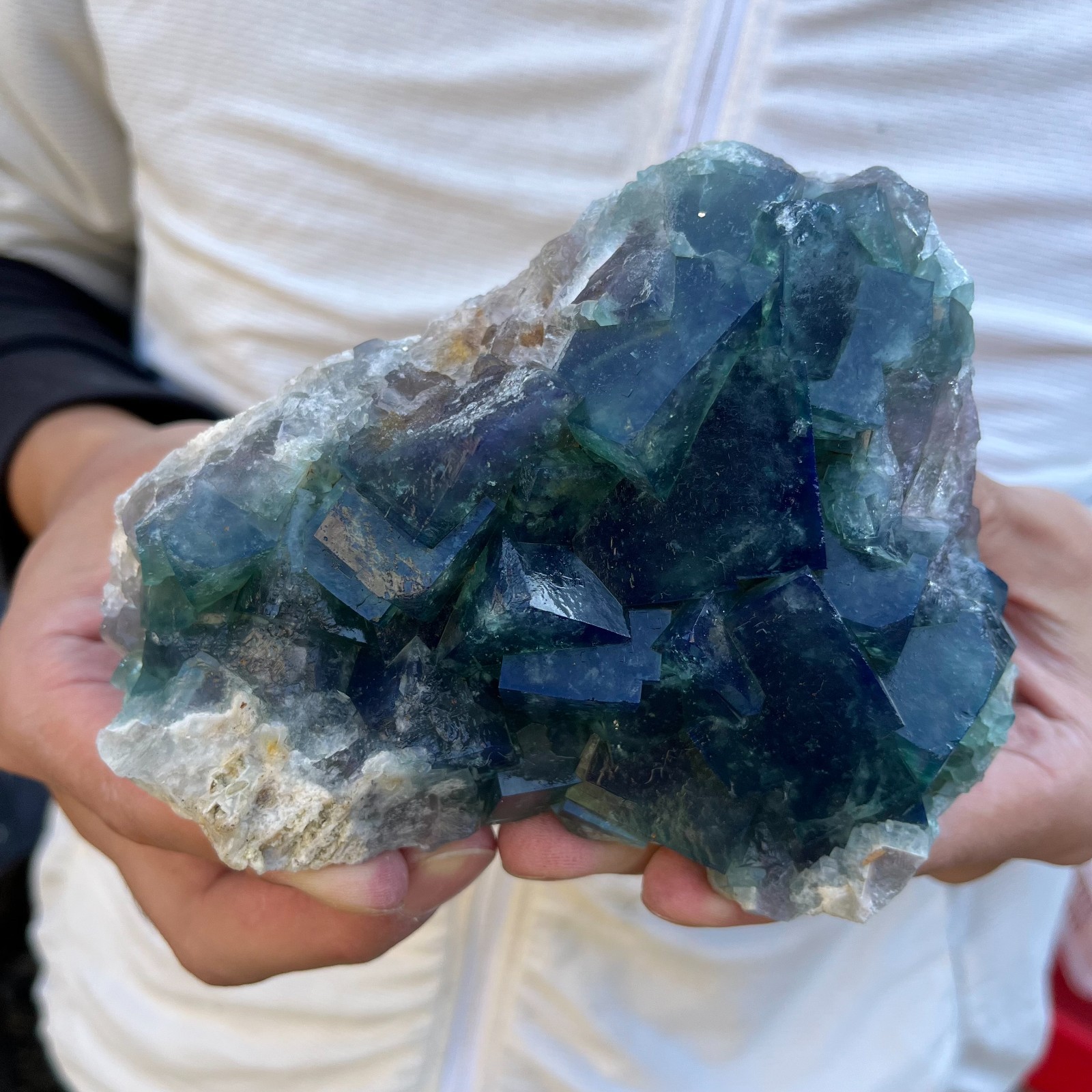 2.2lb Natural cubic green fluorite crystal cluster rough mineral specimen