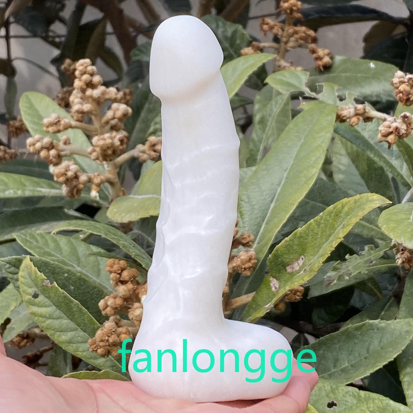 6in Wholesale Natural White jade male penis Quartz Crystal Carved Figurines 1pc