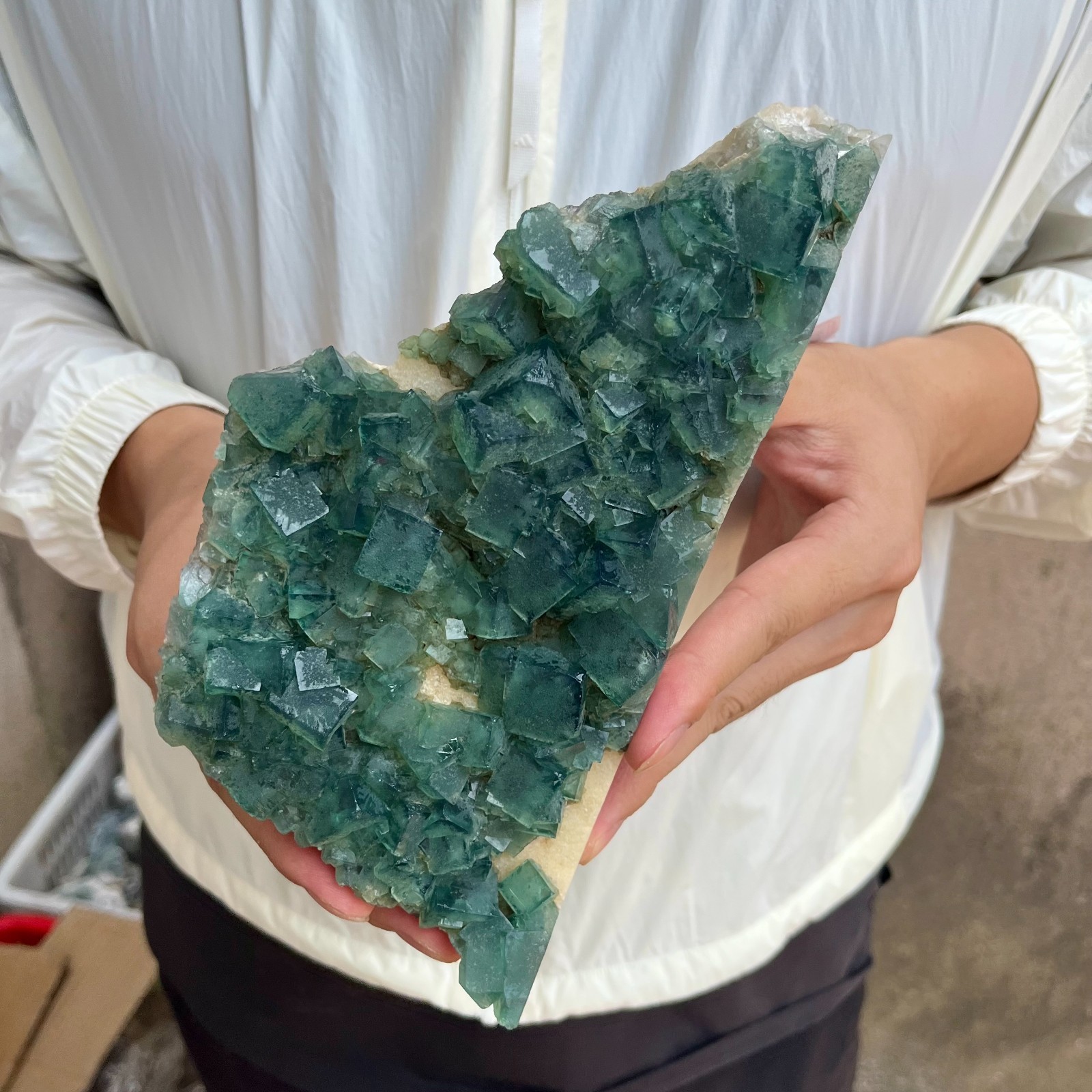 2.4lb NATURAL Green Cube FLUORITE Quartz Crystal Cluster Mineral Specimen