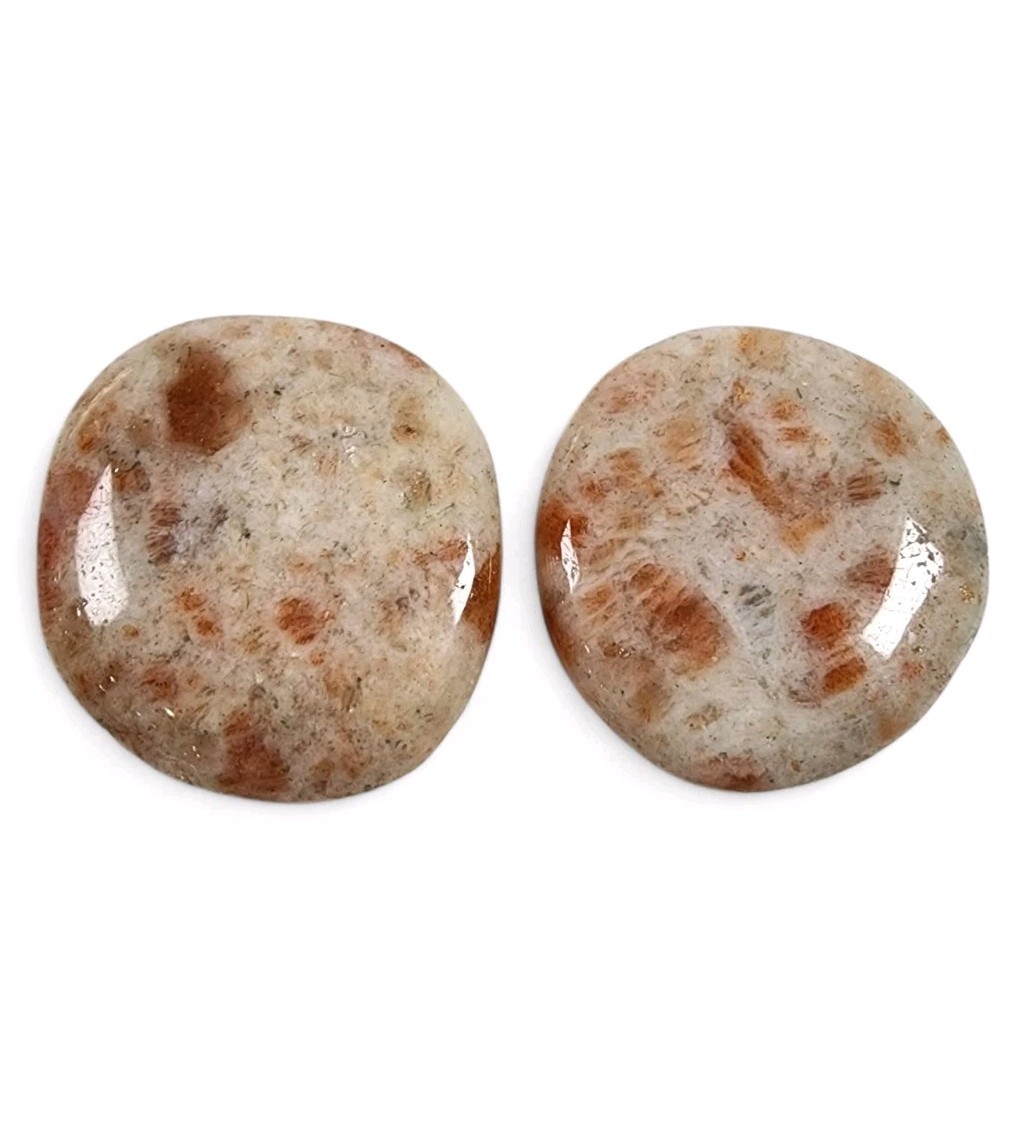 Sunstone Crystal Polished Smooth Stones 48.3 grams India. 2 Piece Lot