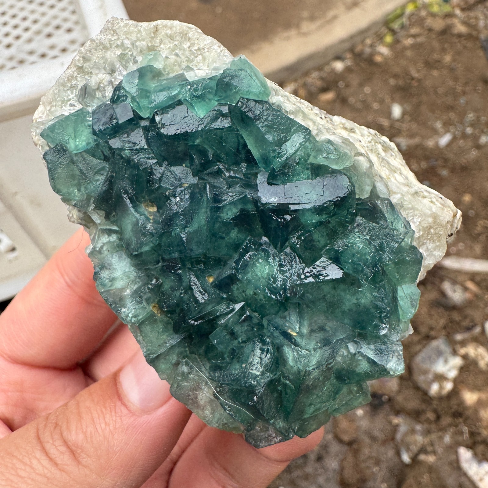 145G Natural cubic green fluorite crystal cluster rough mineral specimen Healing
