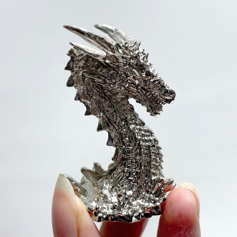 Set of 2 Dragon Crystal Sphere Stands Gold + Silver