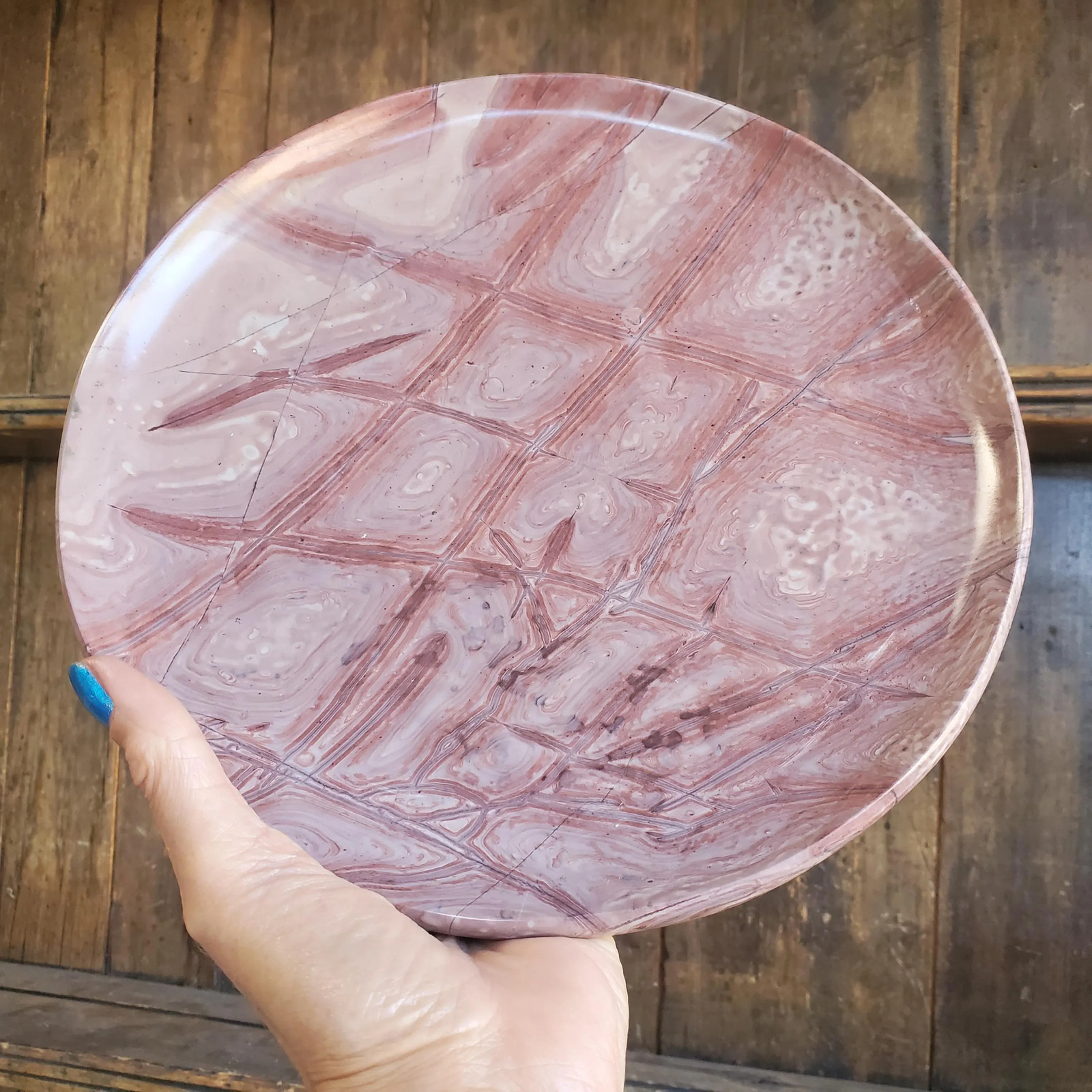 Picture Story Jasper Platter Plate Pink Pastel Serving Display Crystal 1260 gram