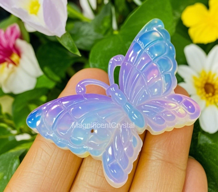 1pc Opalite Butterfly Crystal Carved Home Decor Healing Energy Housewarming Gift