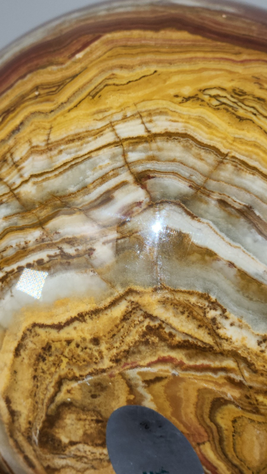 Natural Banded Onyx Stone Sphere Ball w/ Wooden Stand Decorative Mineral，6.7lb