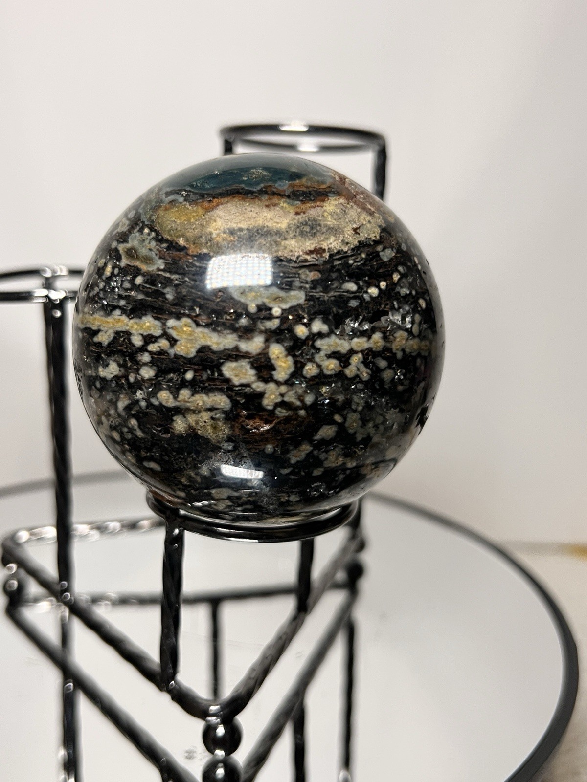 Ocean Jasper 3 Piece Sphere Set with Holder 63mm-67mm -See Pics for Measurements