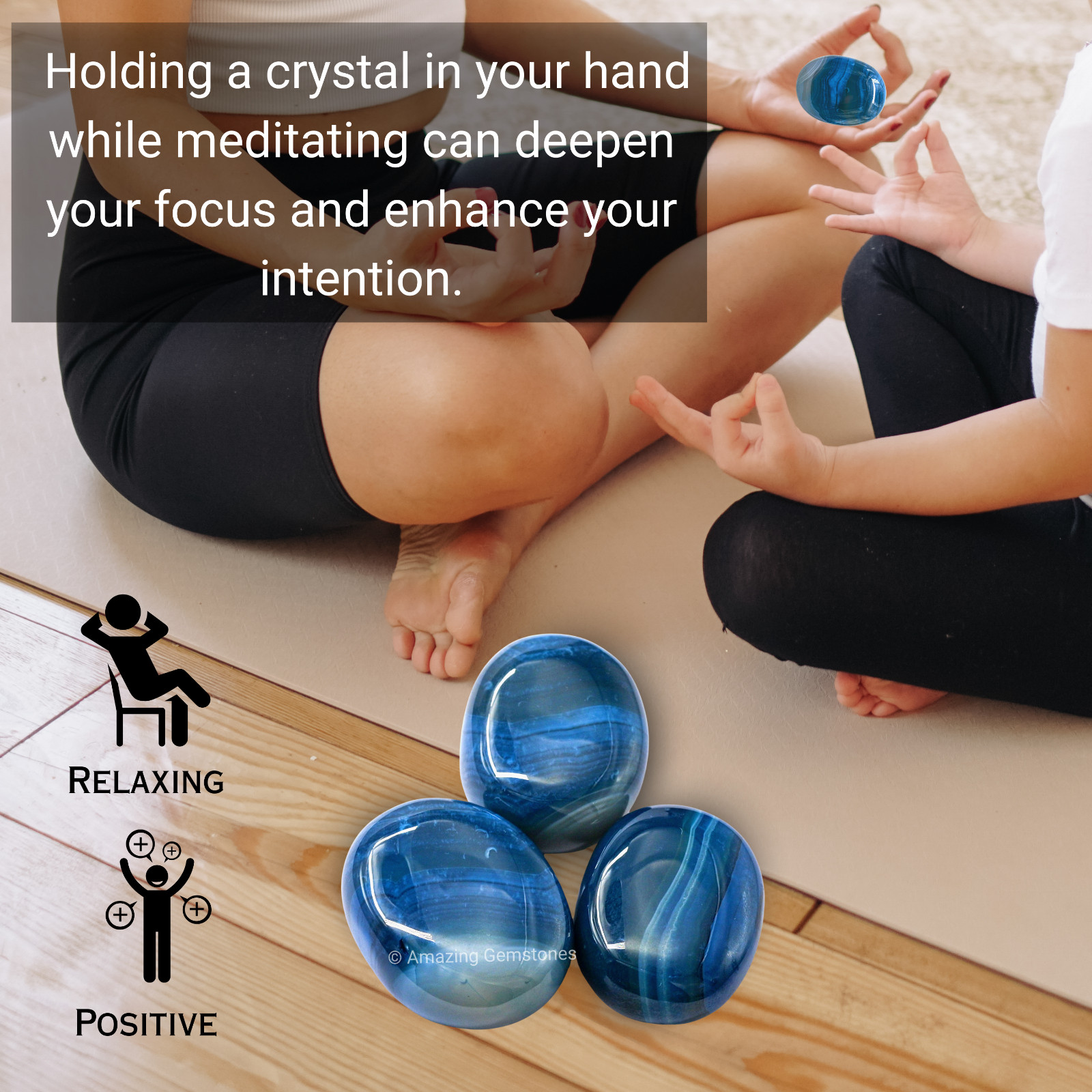 Blue Onyx Crystal Palm Stone
