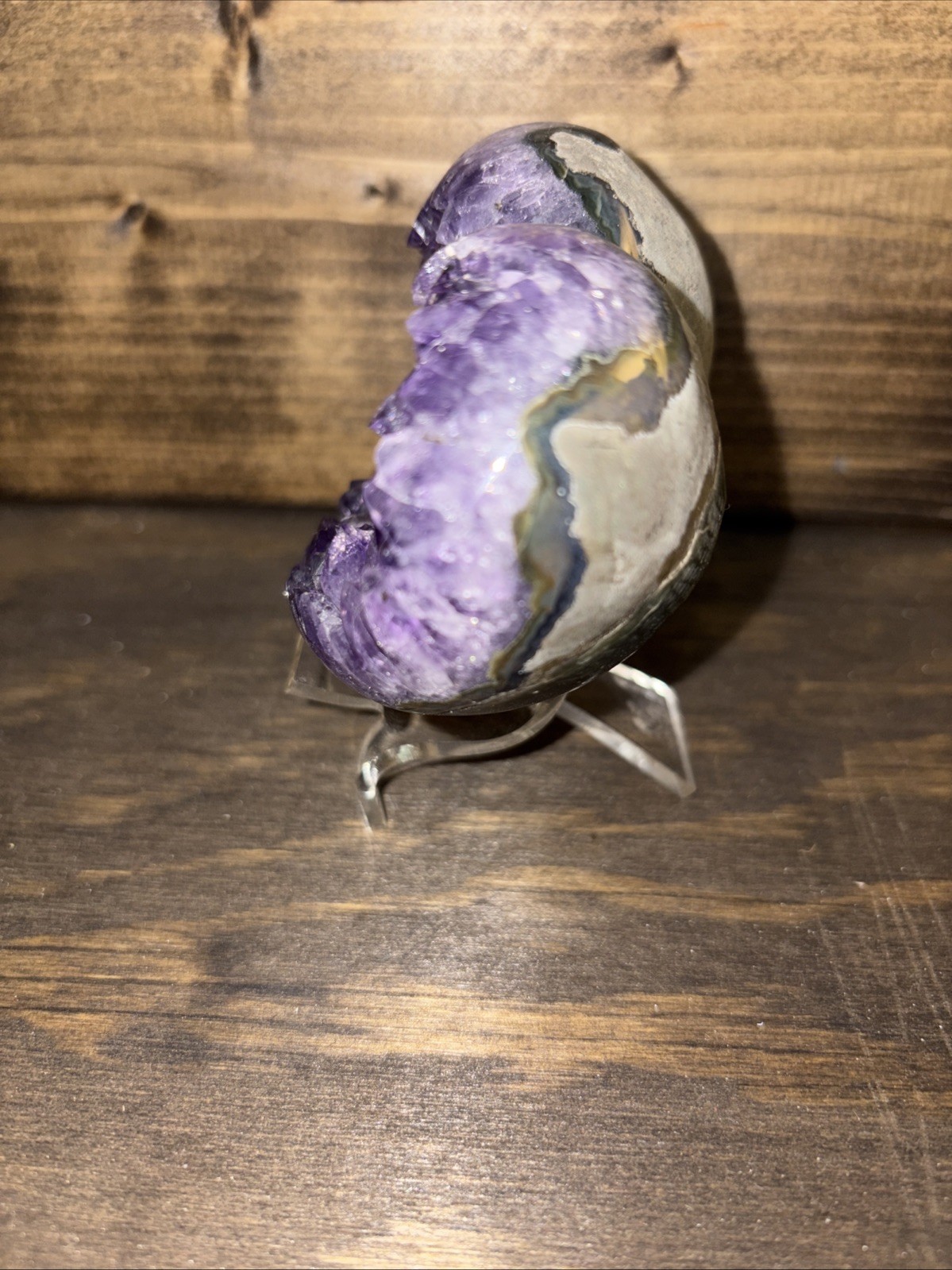Geode Amethyst heart with Stand 3.75”