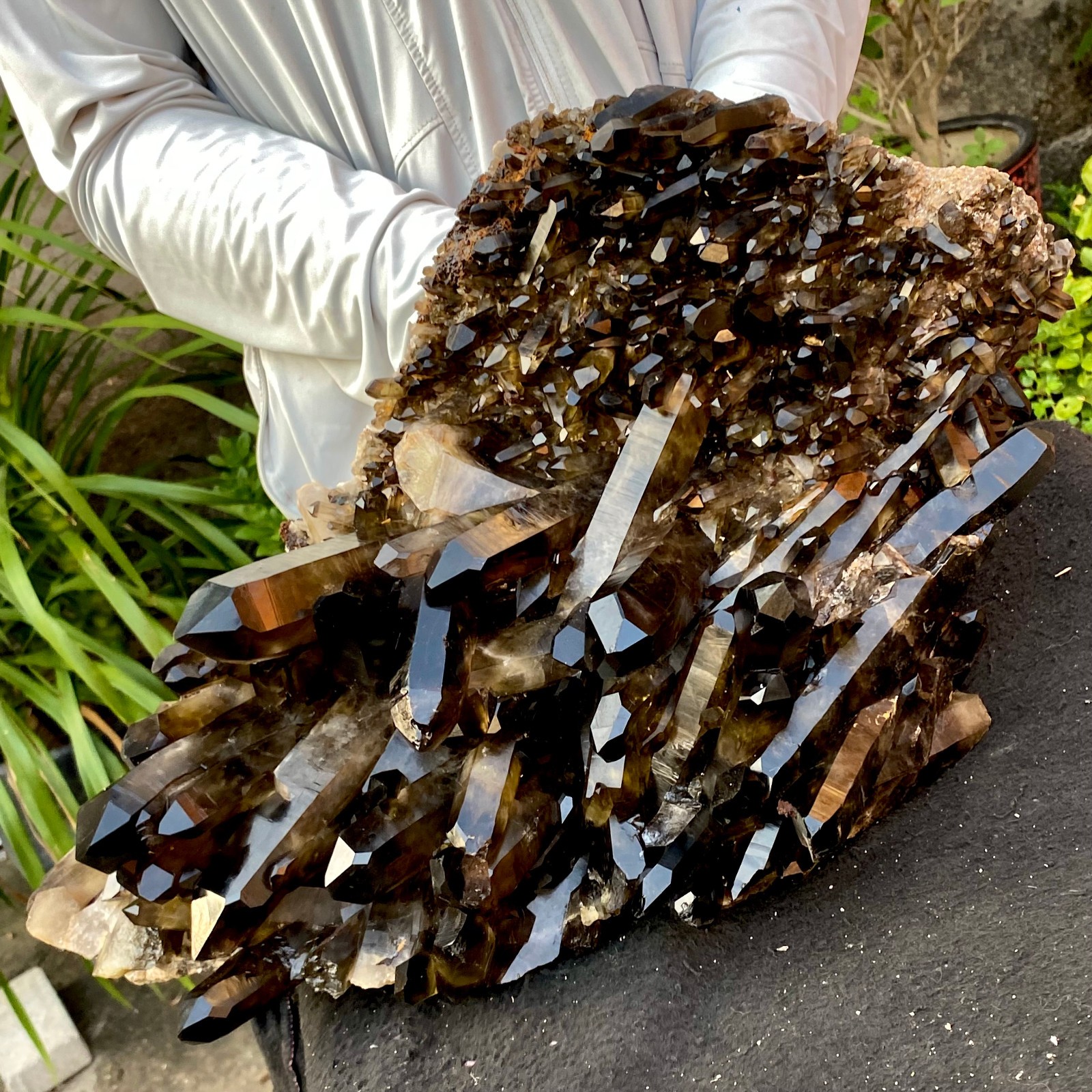 40.43LB Large Natural Black Smoky Quartz Crystal Cluster Raw Mineral Specimen