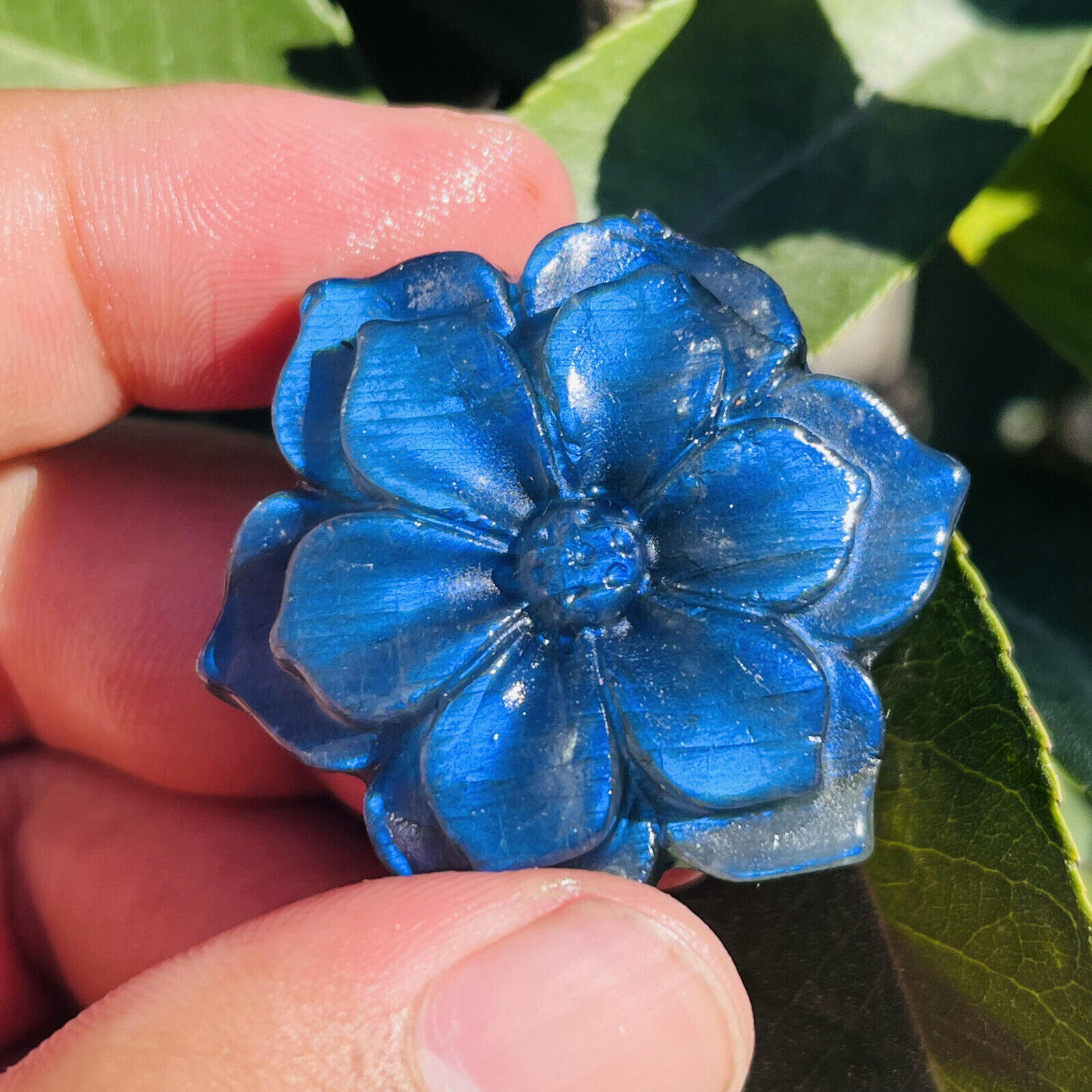 Natural Labradorite Quartz Hand Carved Flower Skull Crystal Reiki healing 1pc