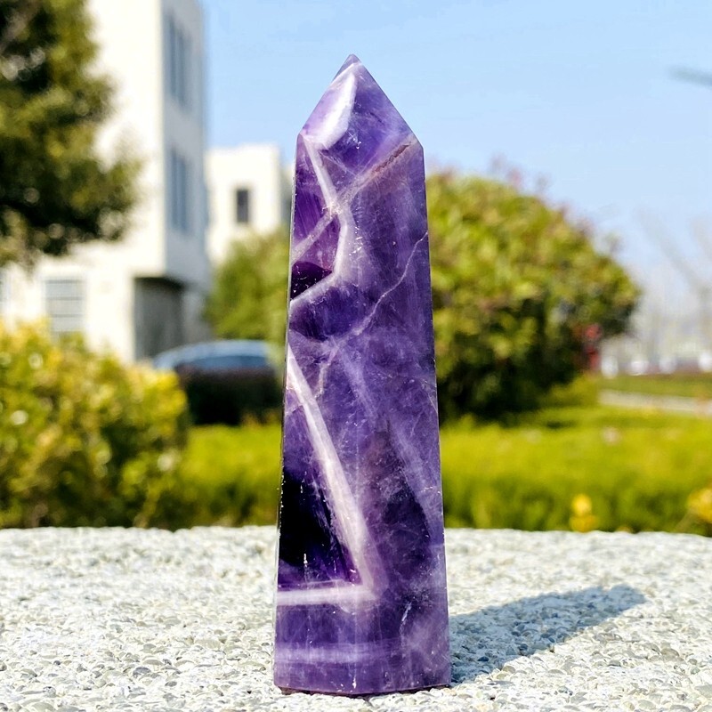 78g Natural dreamy amethyst obelisk quartz crystal energy column