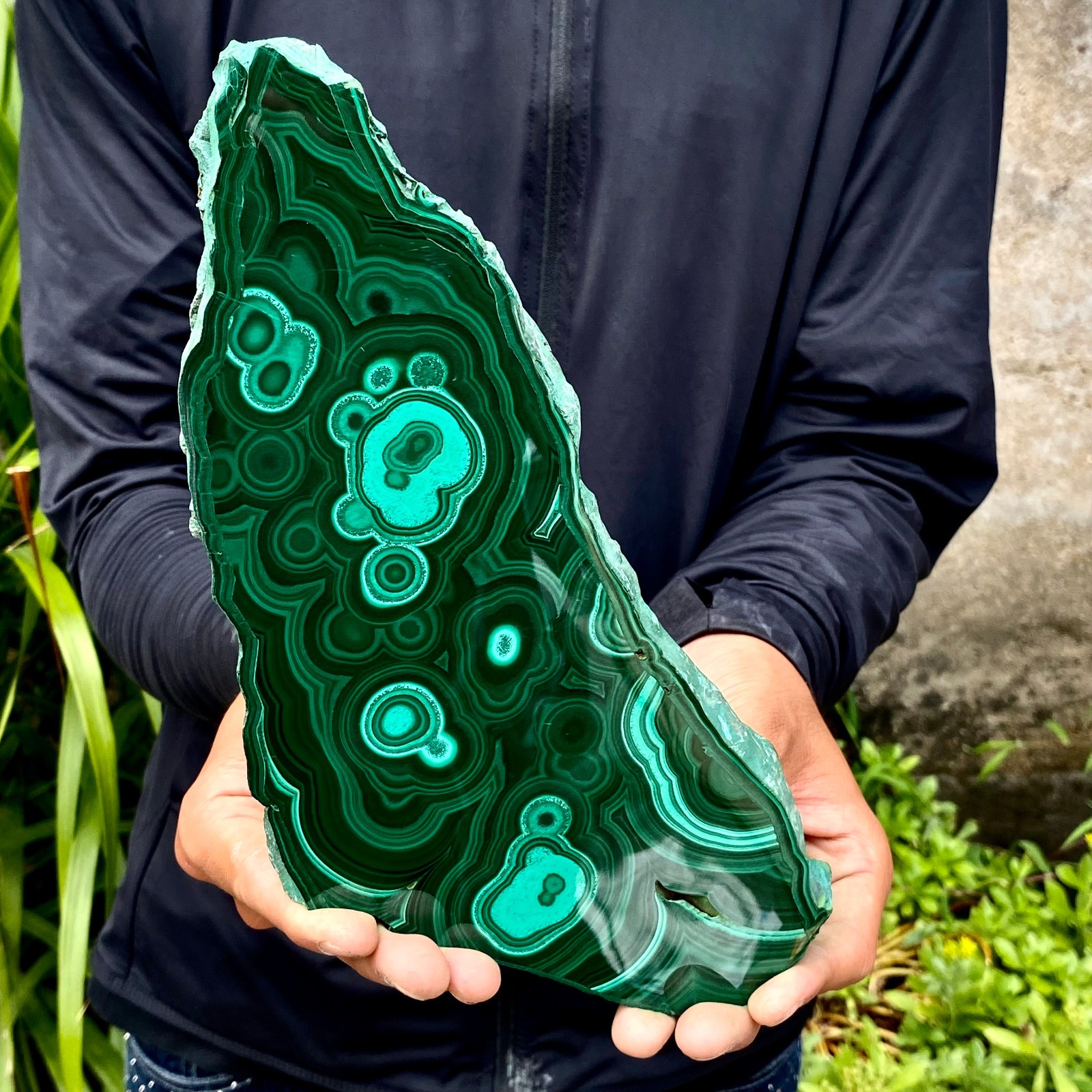 2.71LB Natural Green Malachite Crystal Flaky Pattern Ore Specimen Quartz Healing