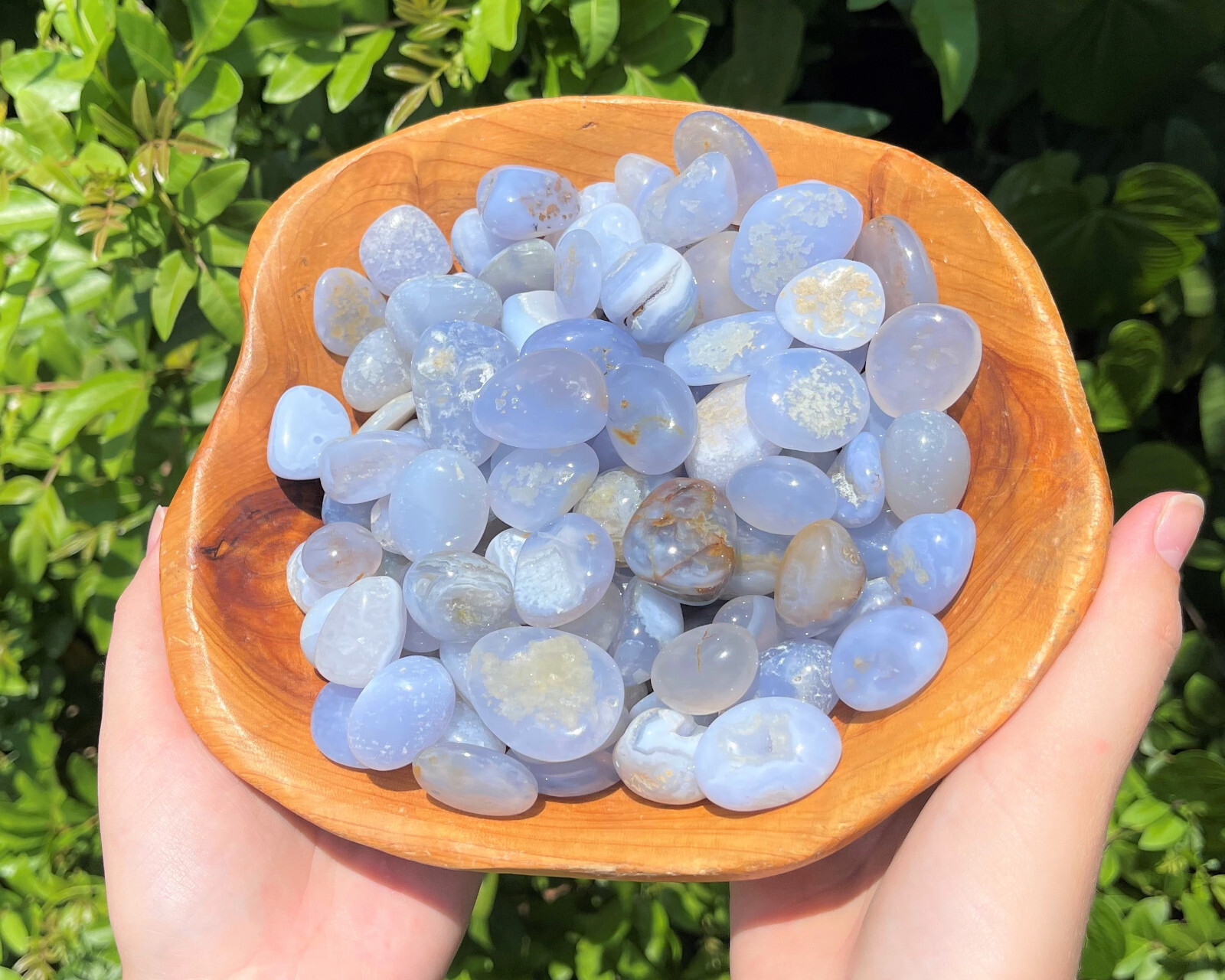 Blue Chalcedony Tumbled Stones: Choose How Many Pieces (Natural Polished)